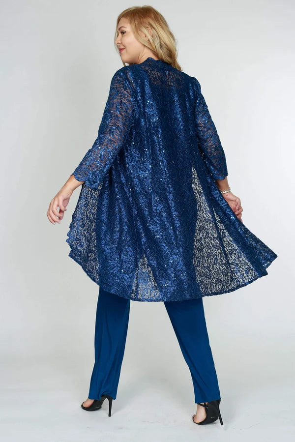 Metallic Lace Pant Suit R&M Richards 1993