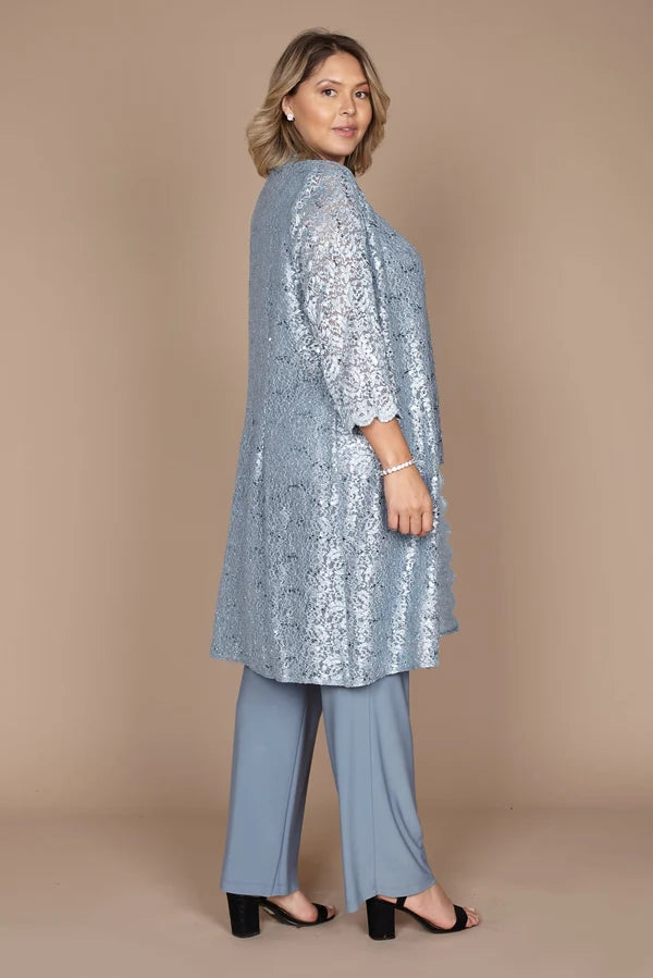 Metallic Lace Pant Suit R&M Richards 1993