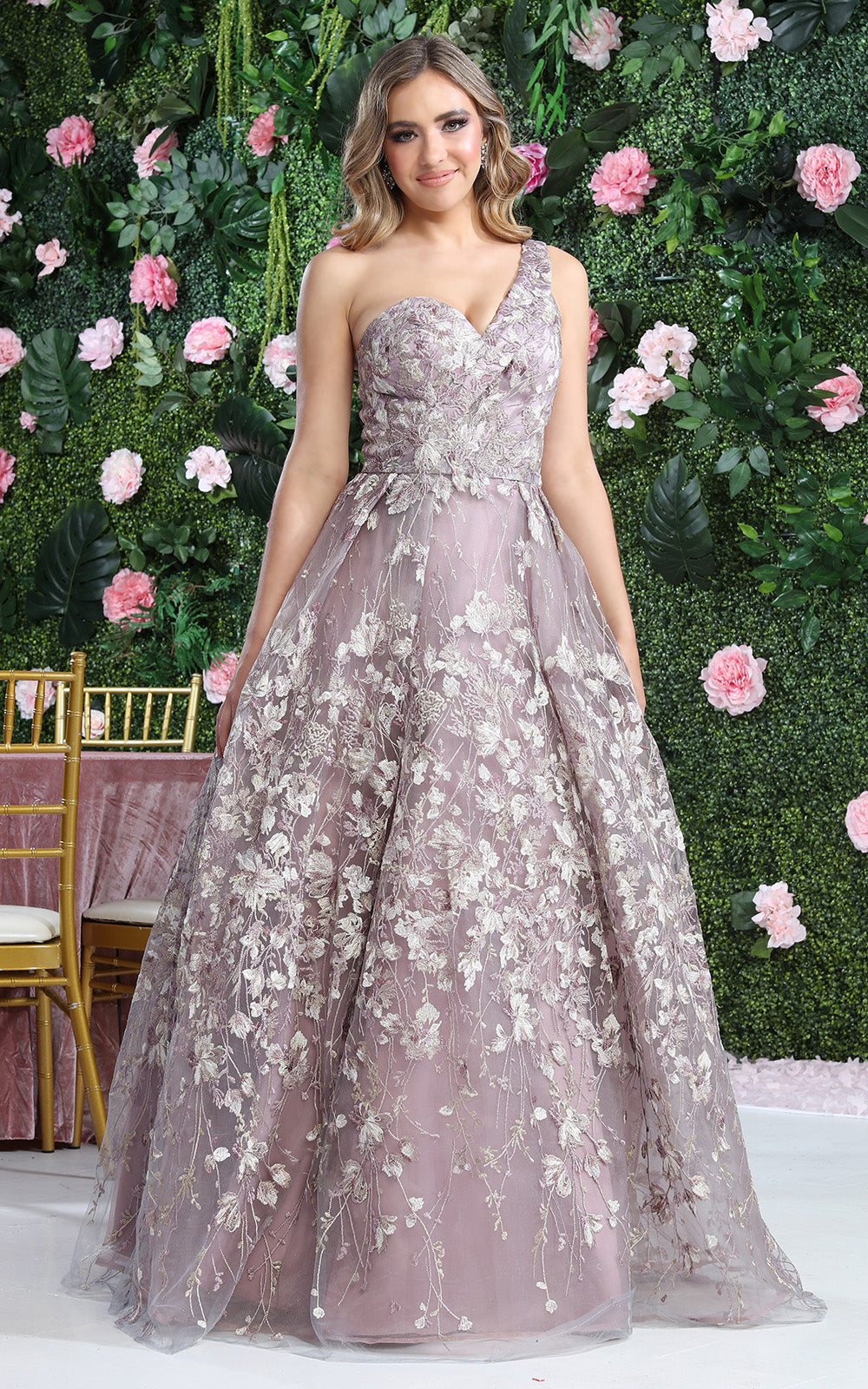 One-Shoulder Floor-Length Tulle Prom Ball Gown May Queen RQ8057