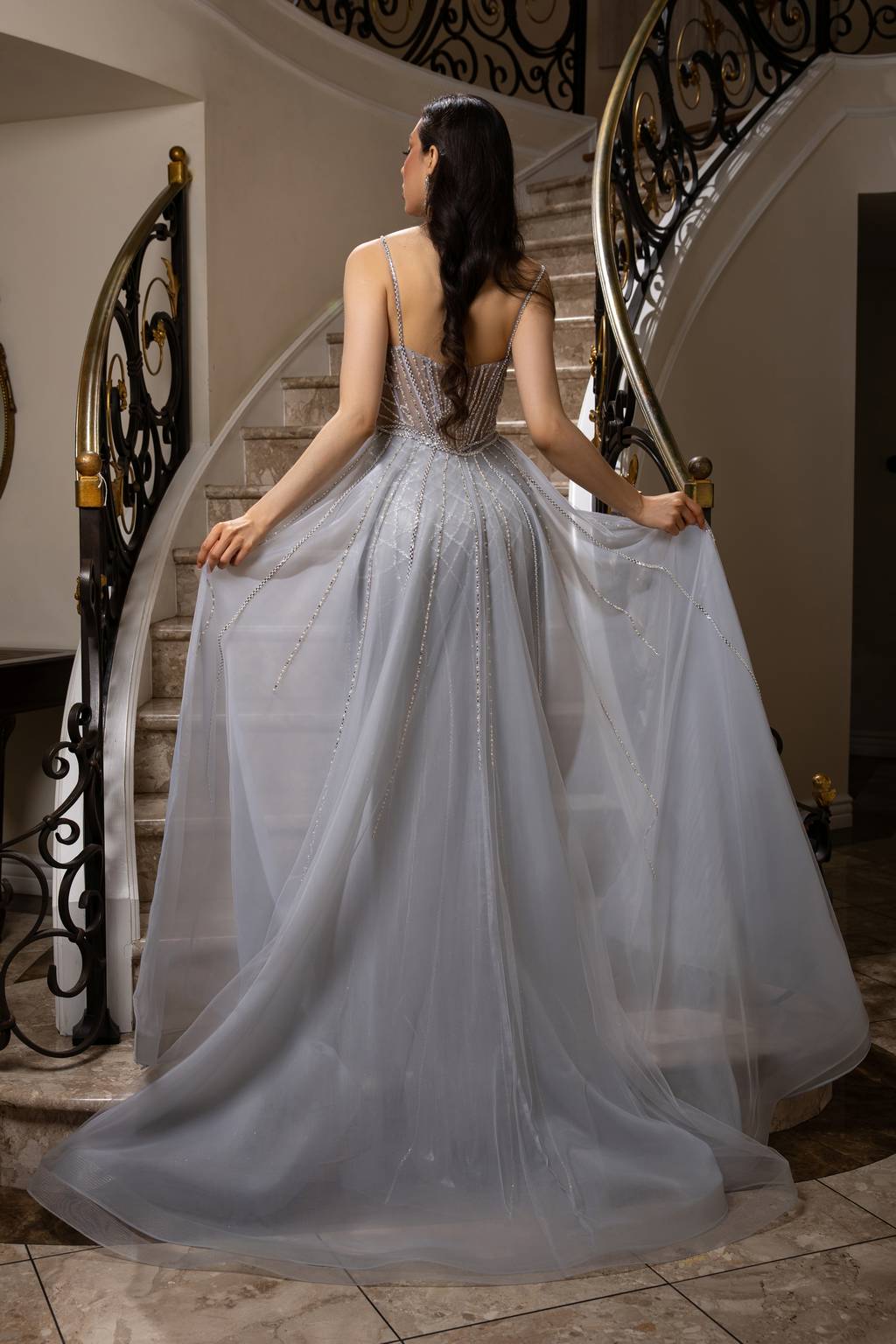 Illusion Floor-Length Organza Prom A-Line May Queen RQ8208