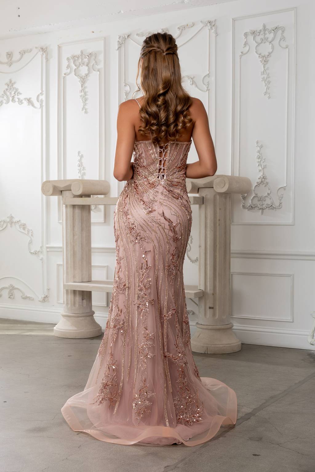 V-Neck Floor-Length Sequin Prom Mermaid Dress May Queen RQ8213