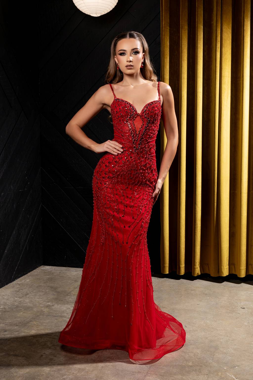 V-Neck Floor-Length Tulle Prom Mermaid Trumpet May Queen RQ8229