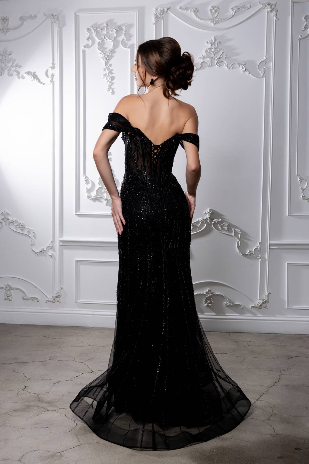 Off-the-Shoulder Floor-Length Tulle Prom Mermaid Trumpet May Queen RQ8233