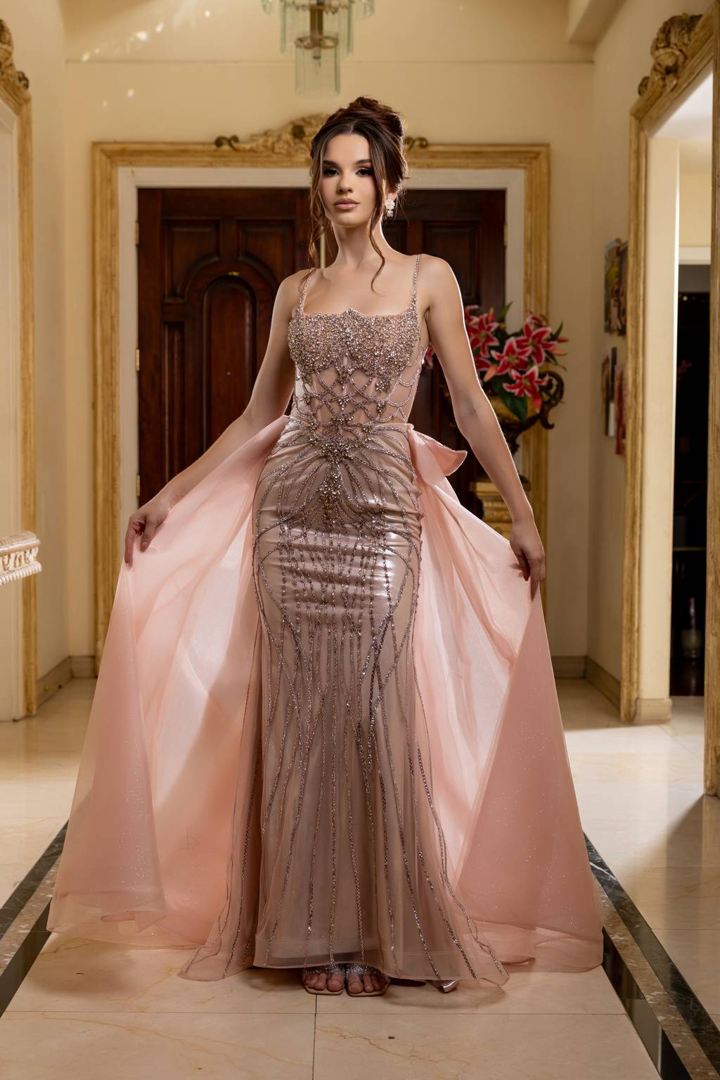 Scoop Floor-Length with Train Tulle Prom Mermaid Trumpet May Queen RQ8234