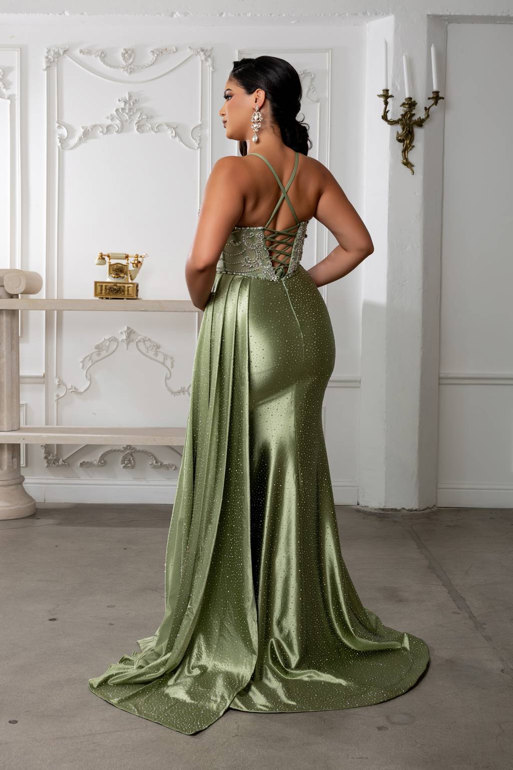 V-Neck Floor-Length Sequin Prom Sheath Column May Queen RQ8244