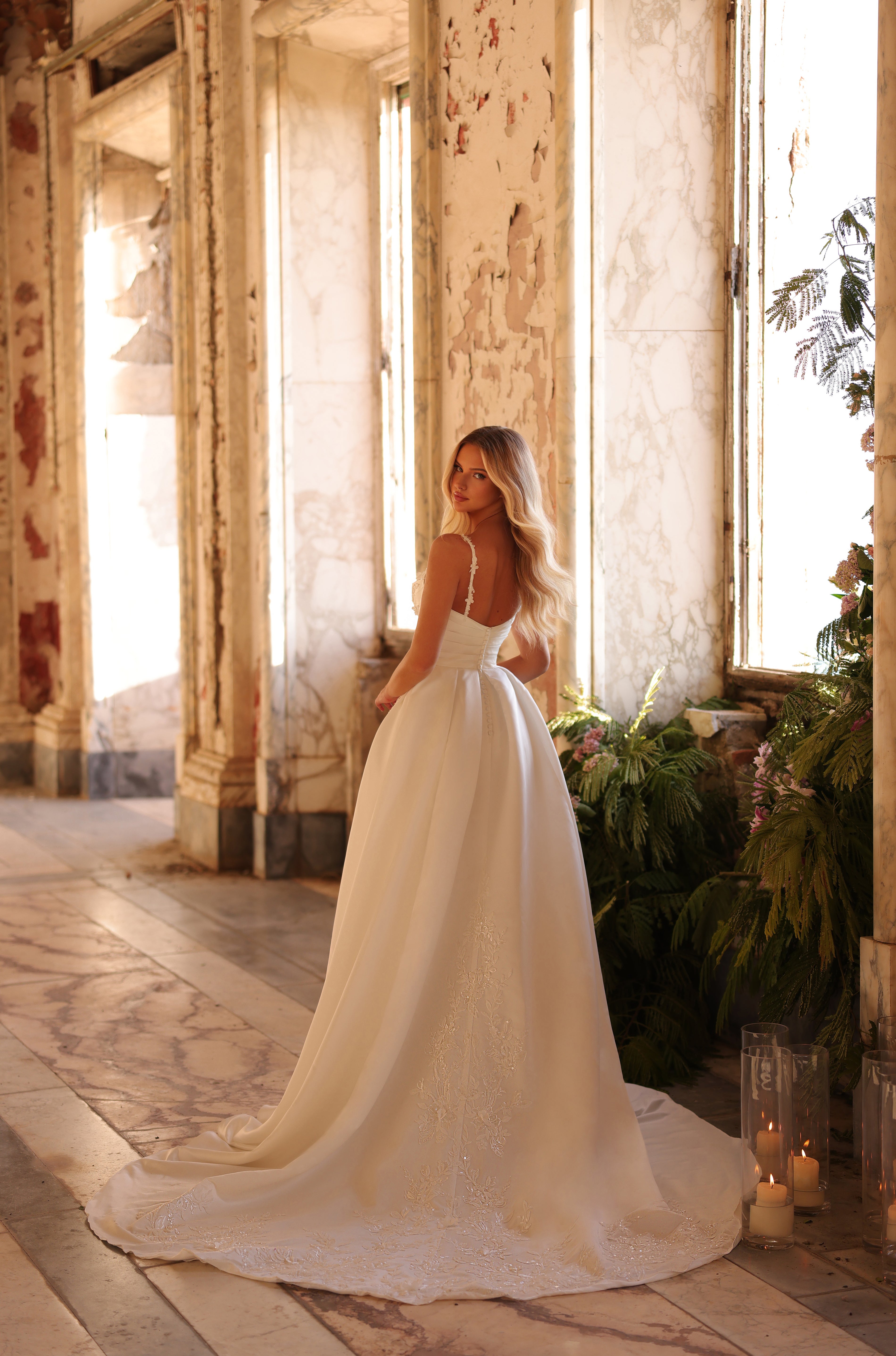 Wedding Dresses Slit A Line Long Formal Bridal Wedding Dress Amarra 89145 Ivory
