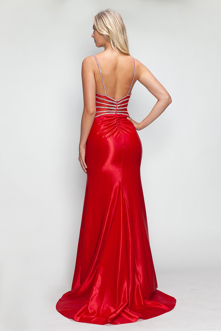 Prom Dresses Long Evening Formal Mermaid Prom Dress Lenovia 8344 Red-Sateen-8344-Fitted
