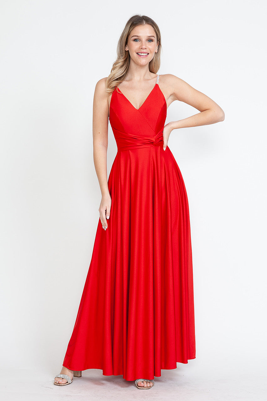 Formal Dresses A Line Formal Slit Long Prom Dress Lenovia 5275 Red-Satin-5275-A Line