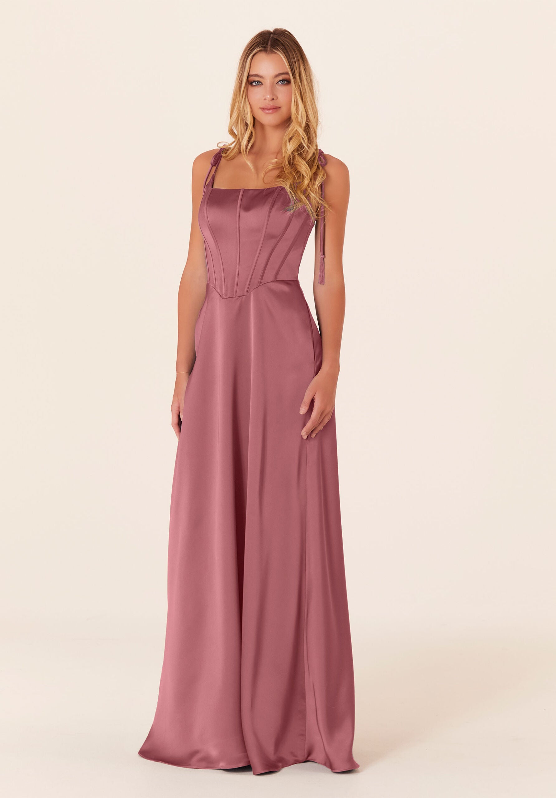 Formal Dresses Long Formal A Line Corset Dress Rosewood-Satin-21822-Corset