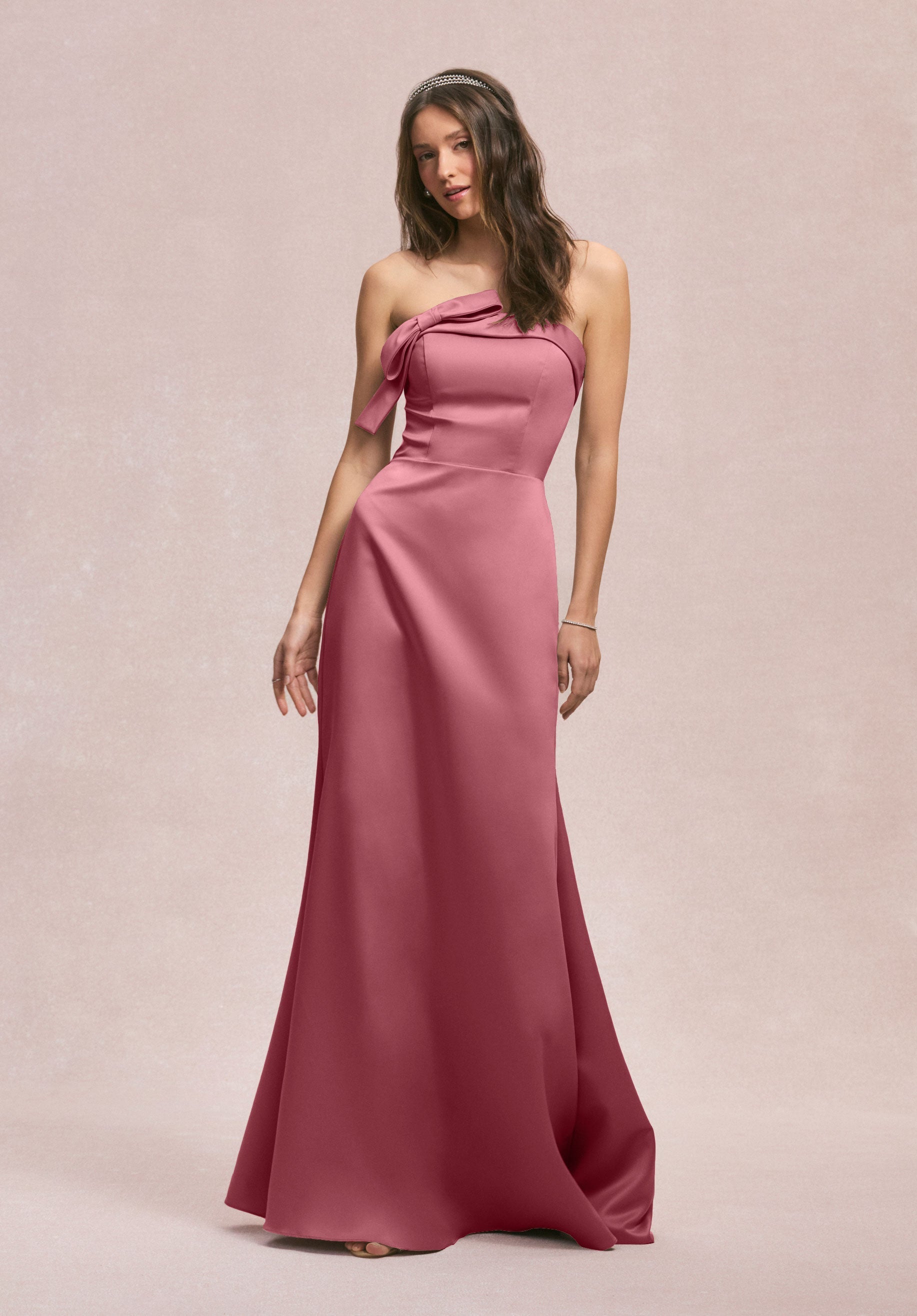Formal Dresses Long Formal A Line Evening Dress Rosewood-Satin-31246-Fitted
