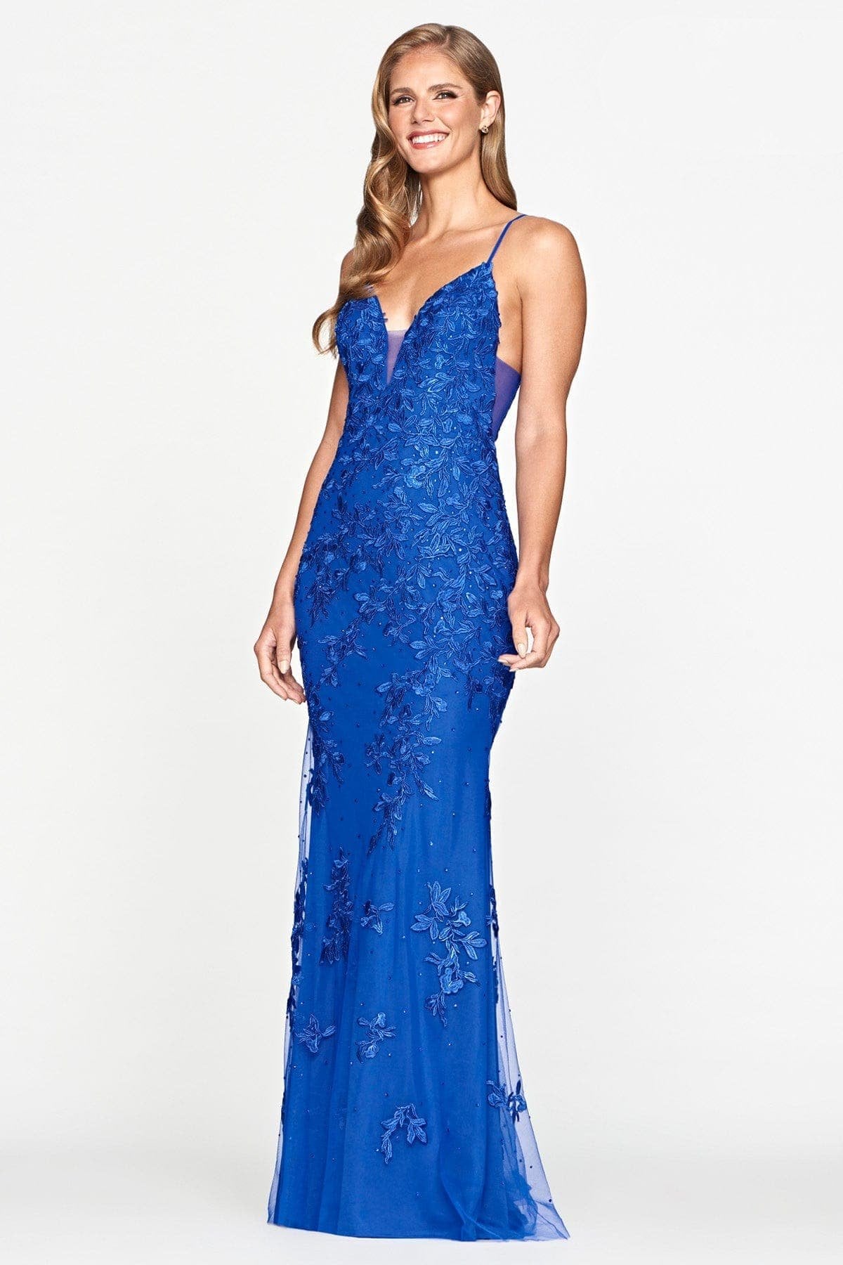Prom Dresses Fitted Long Formal Lace Prom Dress Royal