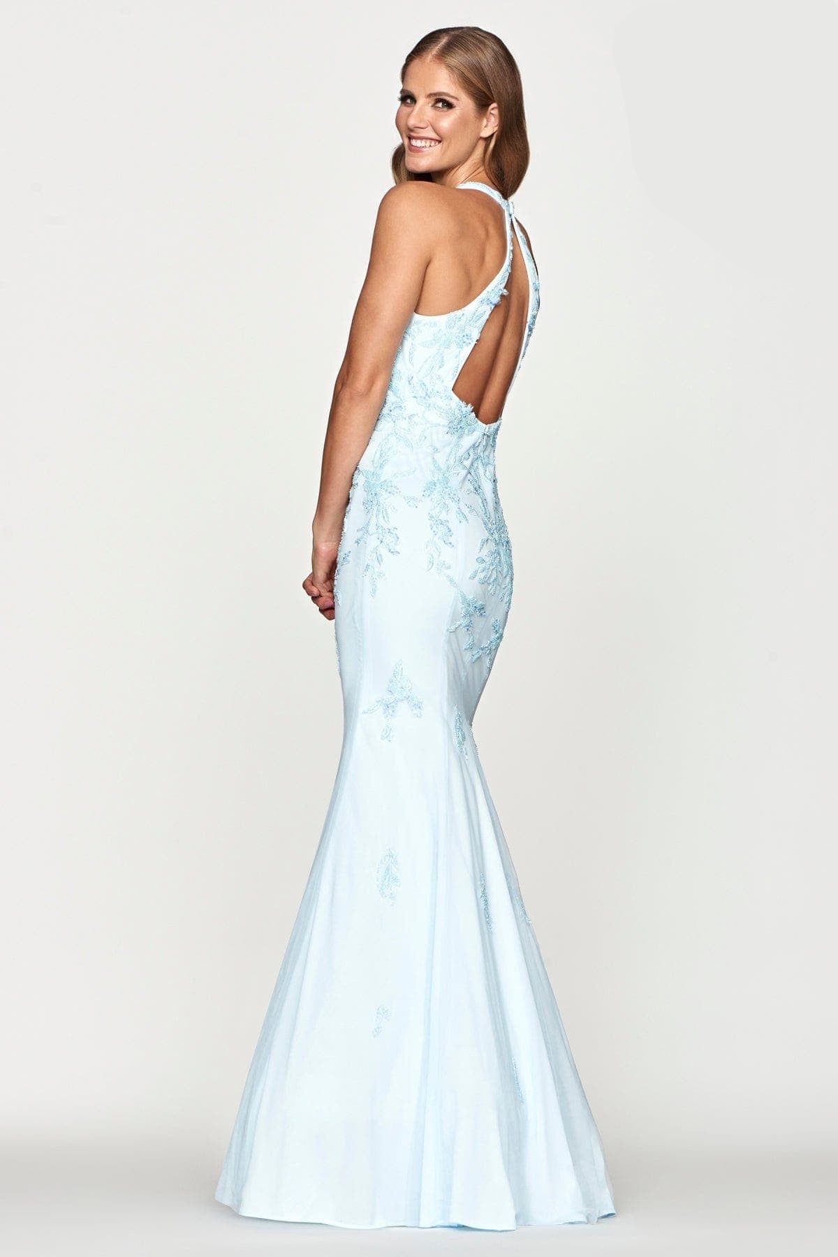Prom Dresses Long Beaded Formal Mermaid Prom Dress Light Blue