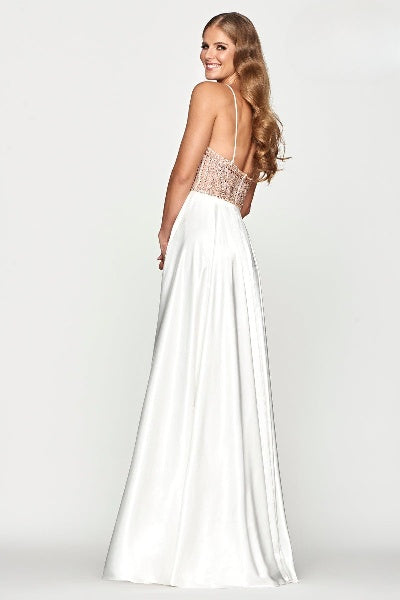 Prom Dresses Prom Long Formal Beaded A Line Corset Dress Ivory/Rose Gold