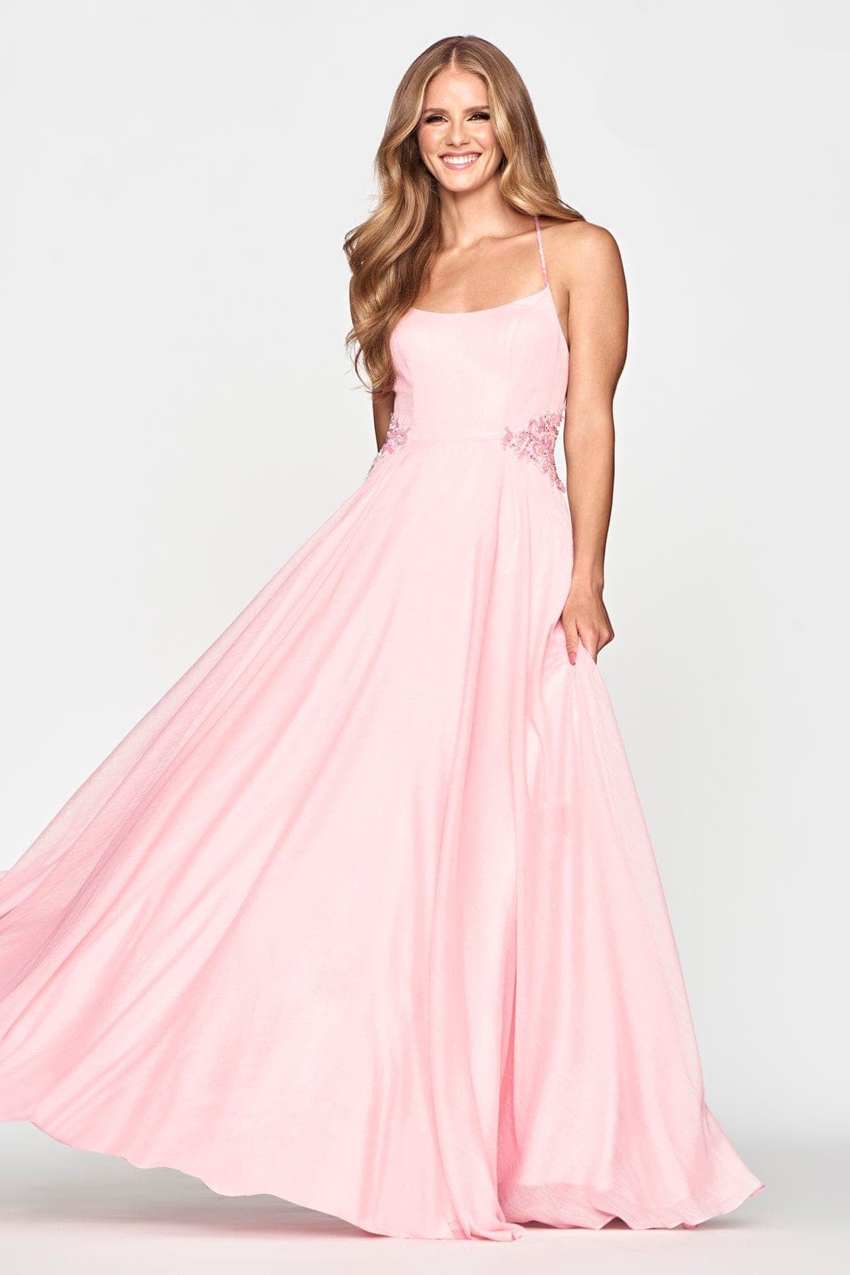 Prom Dresses Glitter Long Formal A Line Prom Dress Light Pink