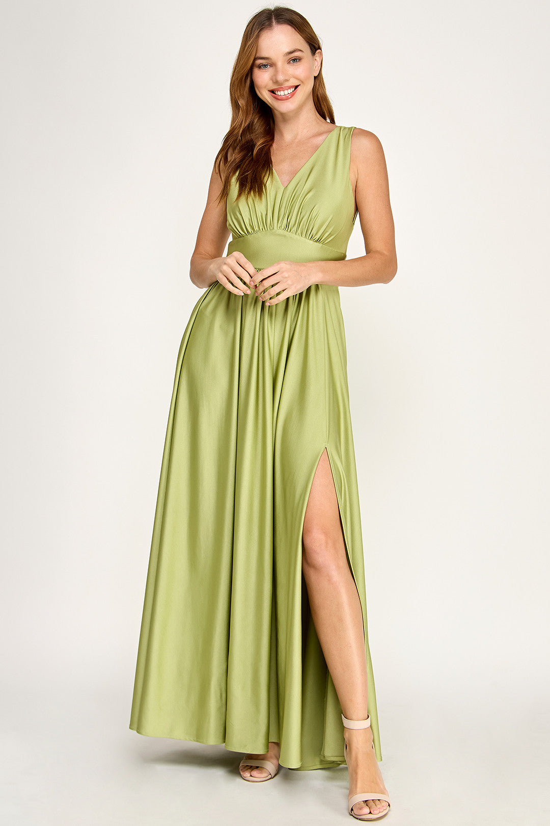 V-Neck Floor-Length Jersey Formal A-Line Lenovia 3120