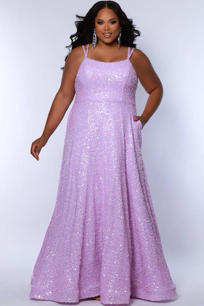Plus Size Dresses Prom Sequin A Line Formal Plus Size Dress Lilac