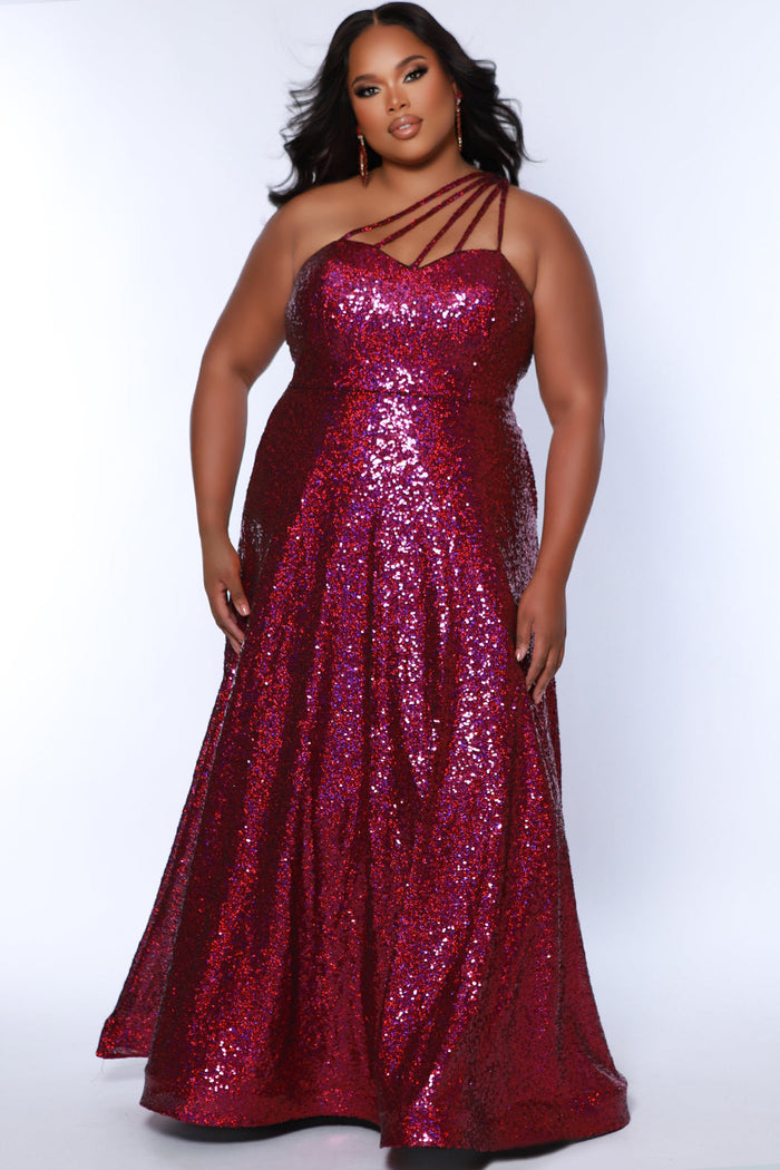 Plus Size DressesPlus Size Sequin Long Formal A Line Prom Dress Magenta