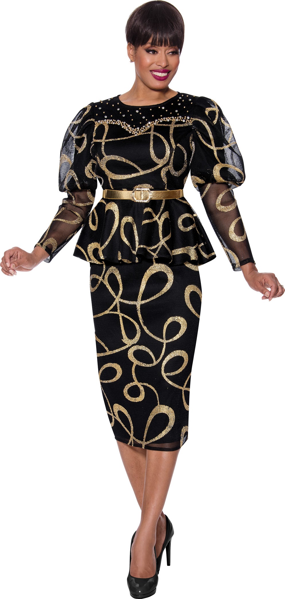 Mother of the Bride Dresses Beaded Mother of the Bride Belt Dress Black/Gold
