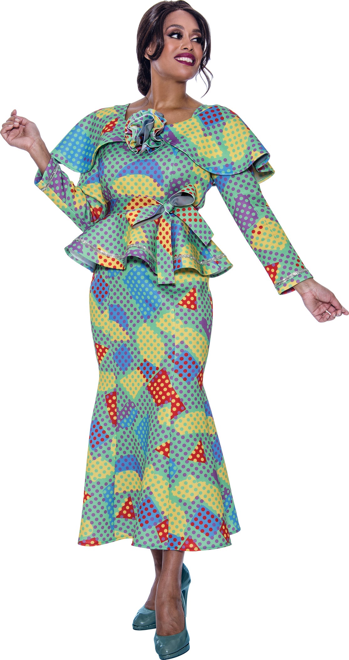 Mother of the Bride Dresses Mother of the Bride Cape Ribbon Belt Midi Dress Multi