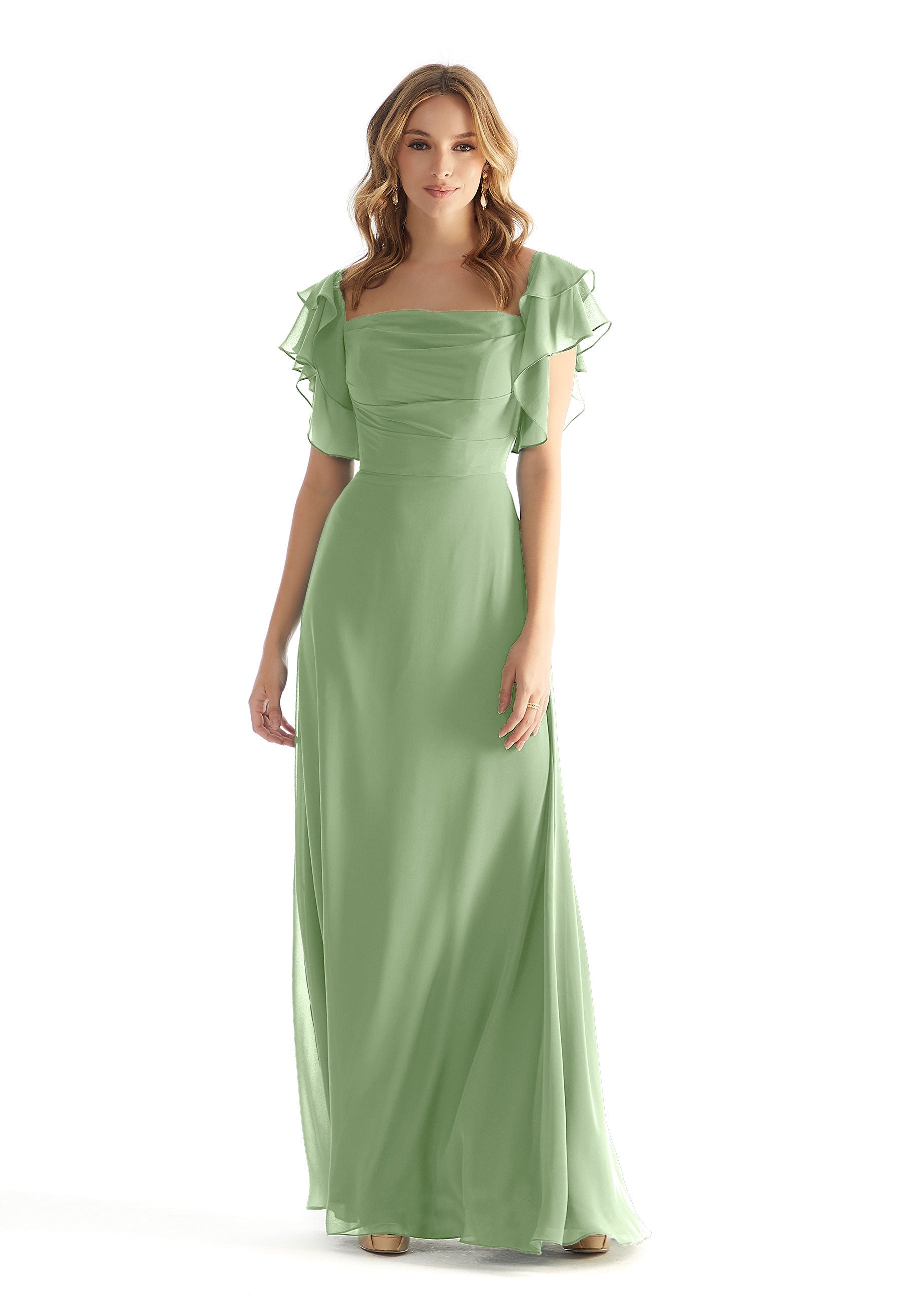 Formal Dresses Ruffle Formal Long Dress Sage-Chiffon-31227-Ruffle