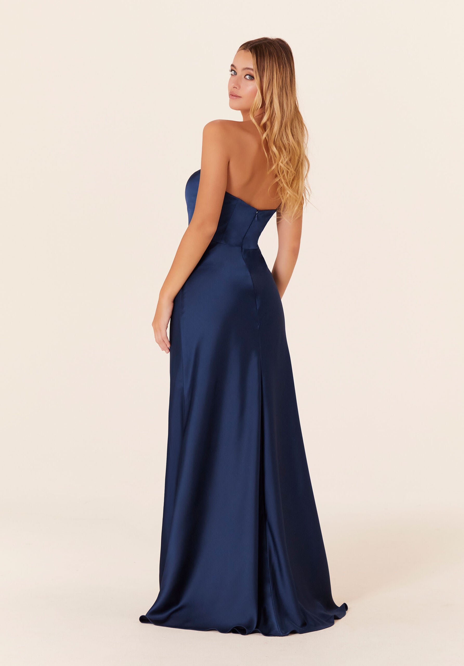 Formal Dresses Ruffle A Line Long Formal Dress Sapphire-Satin-21834-Ruffle