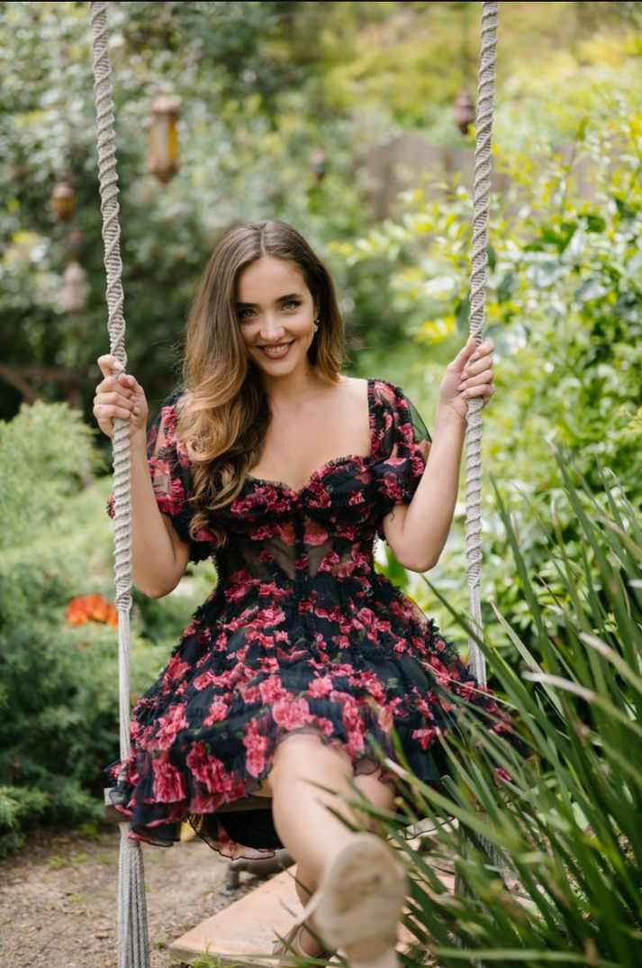 Cocktail Dresses Ruffle Short Layered Cocktail A Line Dress Black Multi