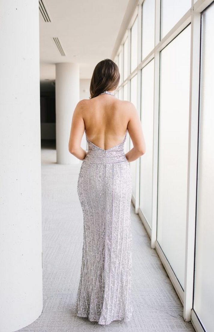 Prom Dresses Long Formal Sequin Fitted Prom Dress Silver
