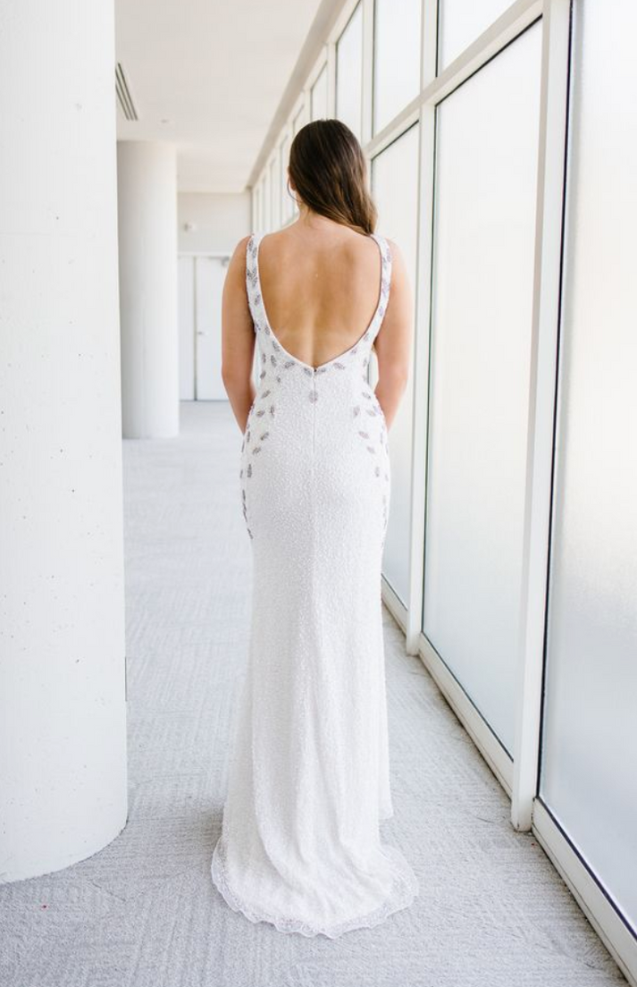 Aleta 1520 Long Formal Slit Sequin Prom Dress