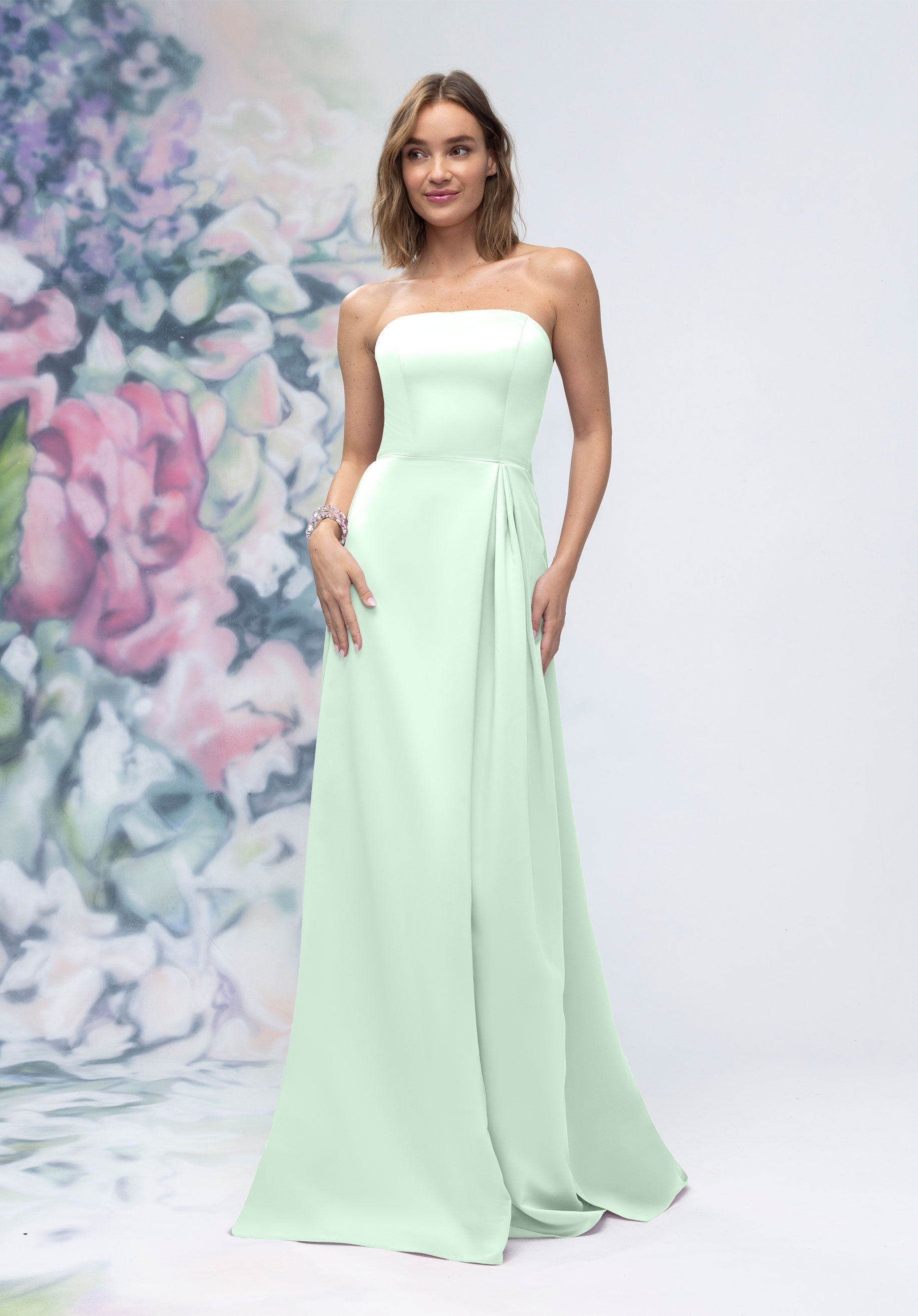 Formal Dresses Evening A Line Long Formal Dress Sea Glass-Satin-3030014-Pleated