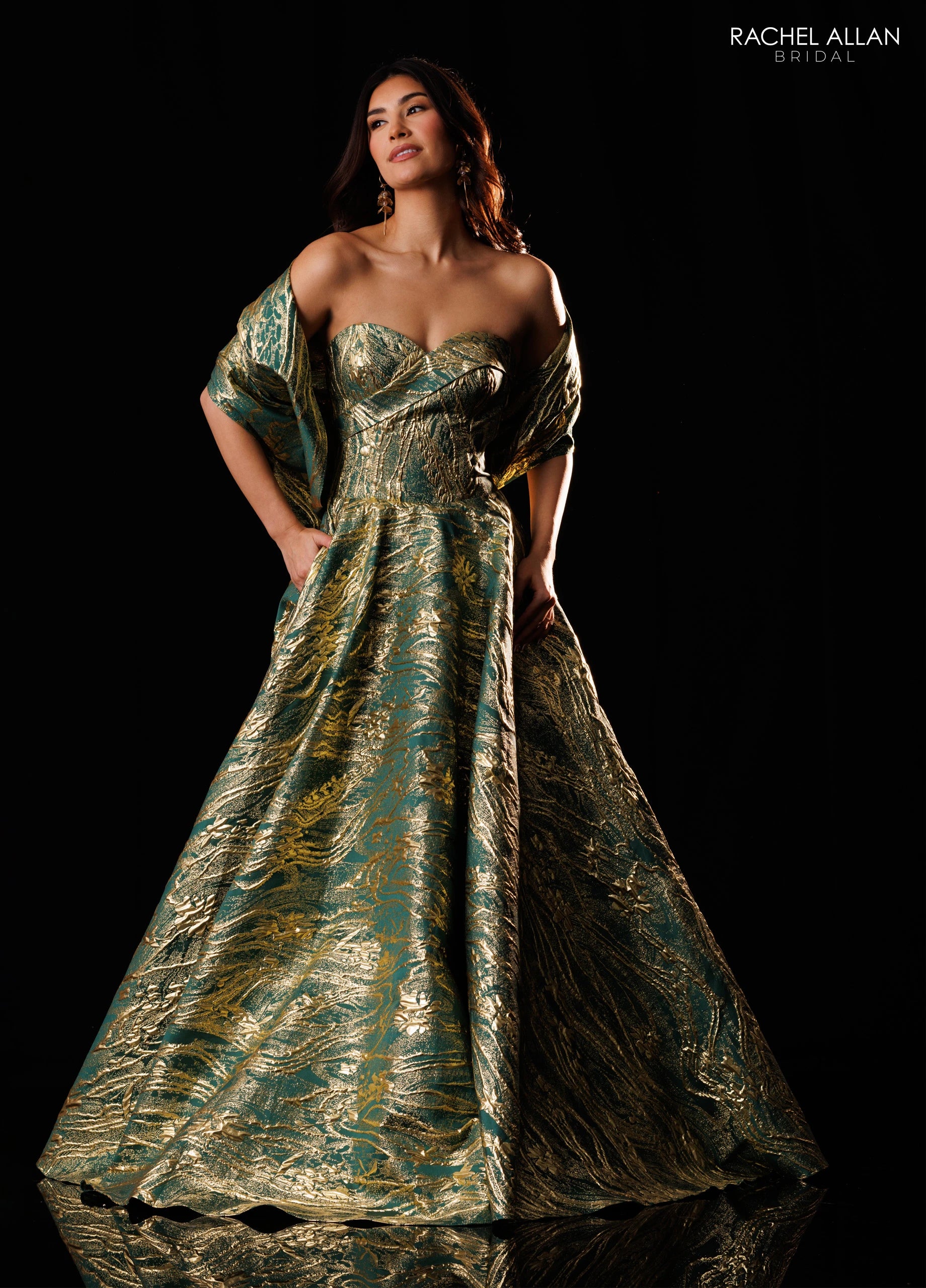 Strapless Curved Neck Floor-Length Mikado Formal A-Line Rachel Allan RB8252