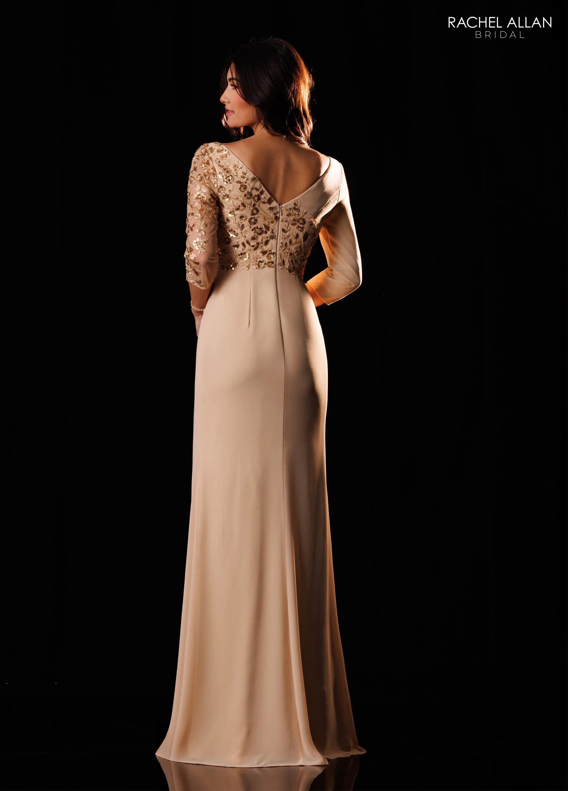 V-Neck Floor-Length Chiffon Formal Sheath/Column Rachel Allan RB8232