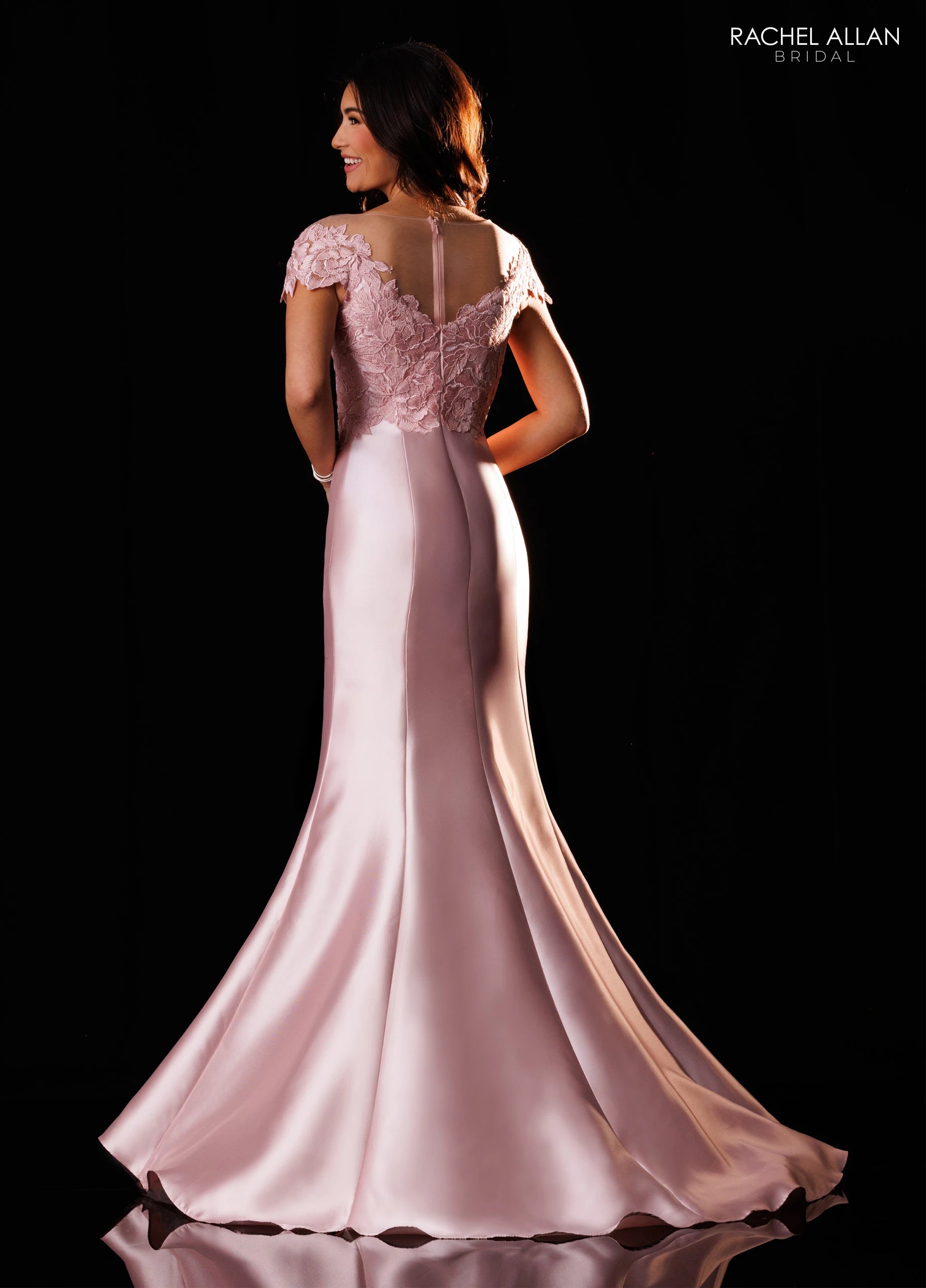 Illusion Floor-Length Satin Formal Mermaid/Trumpet Rachel Allan RB8233