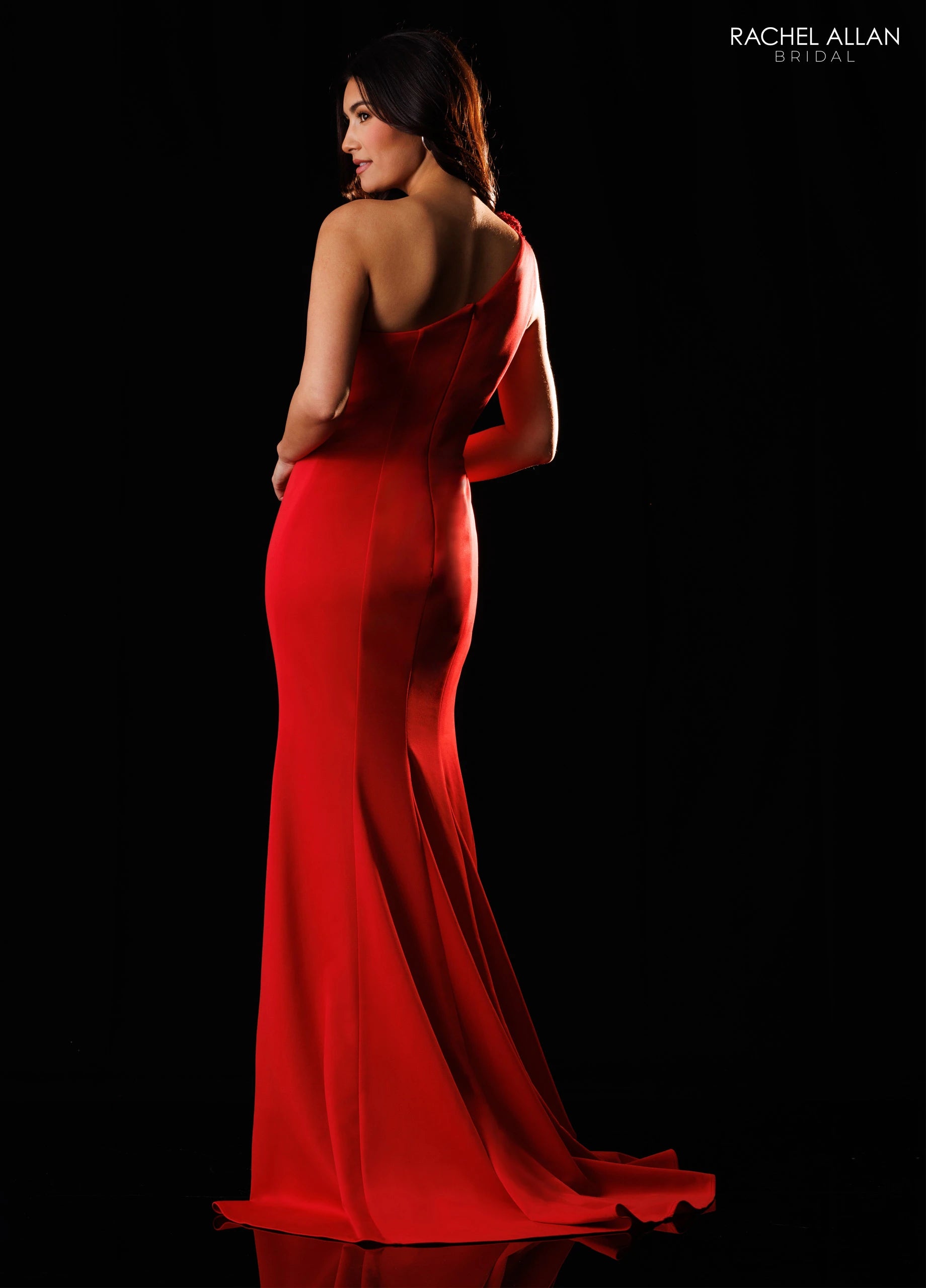 One-Shoulder Floor-Length Crepe Formal Sheath/Column Rachel Allan RB8238