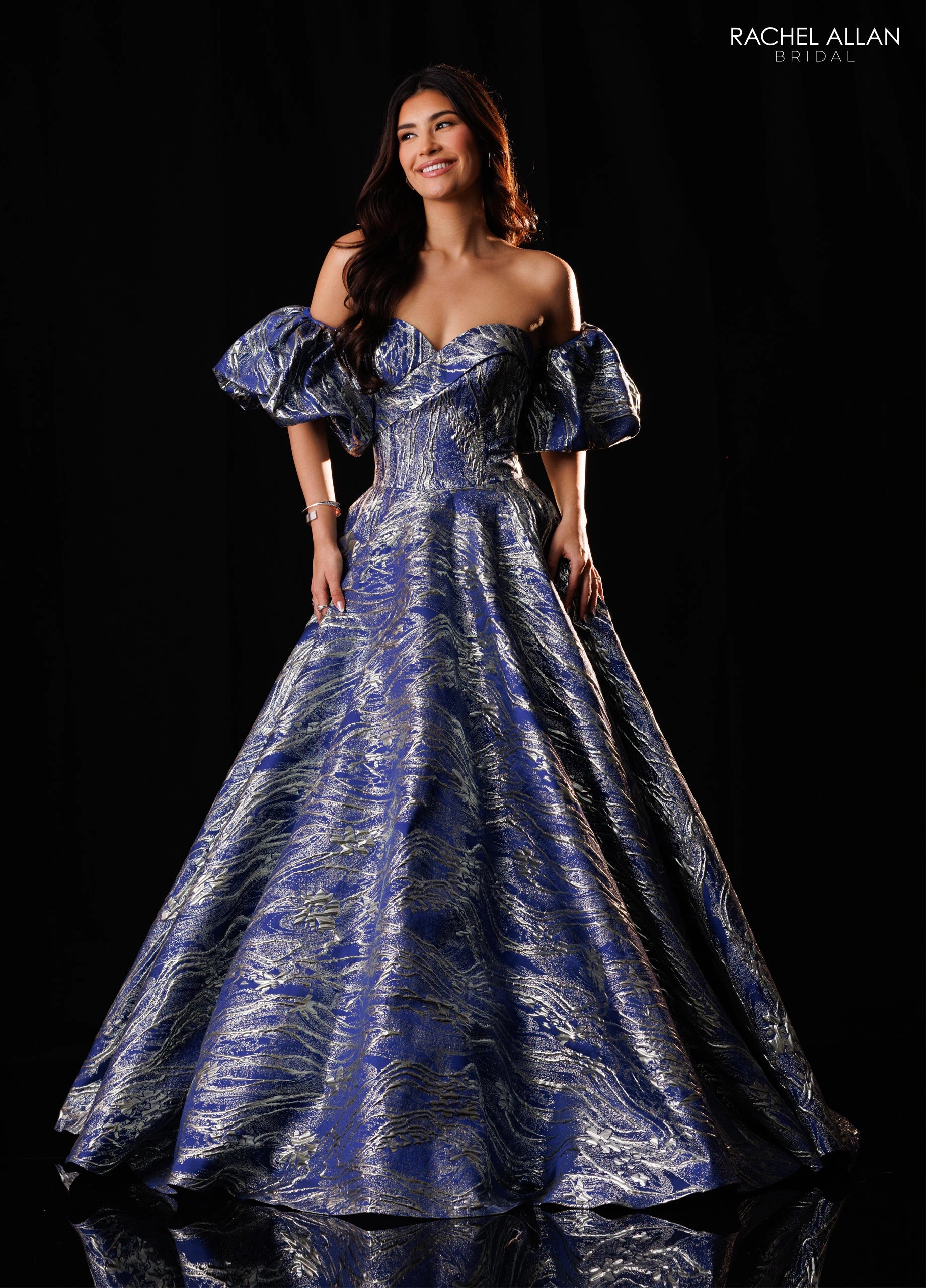 Strapless Curved Neck Floor-Length Mikado Formal A-Line Rachel Allan RB8252