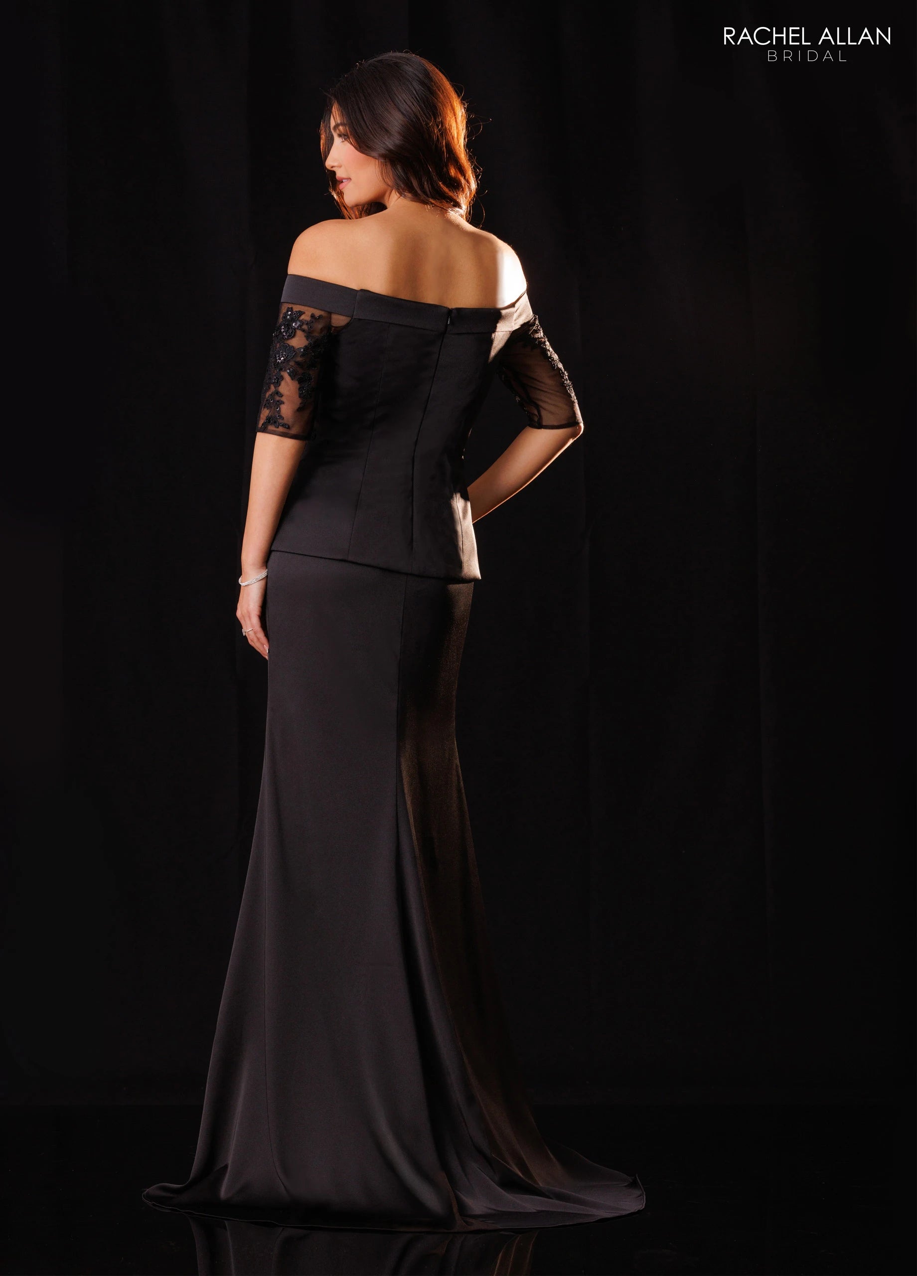 Off-the-Shoulder Floor-Length Satin Formal Sheath/Column Rachel Allan RB8240