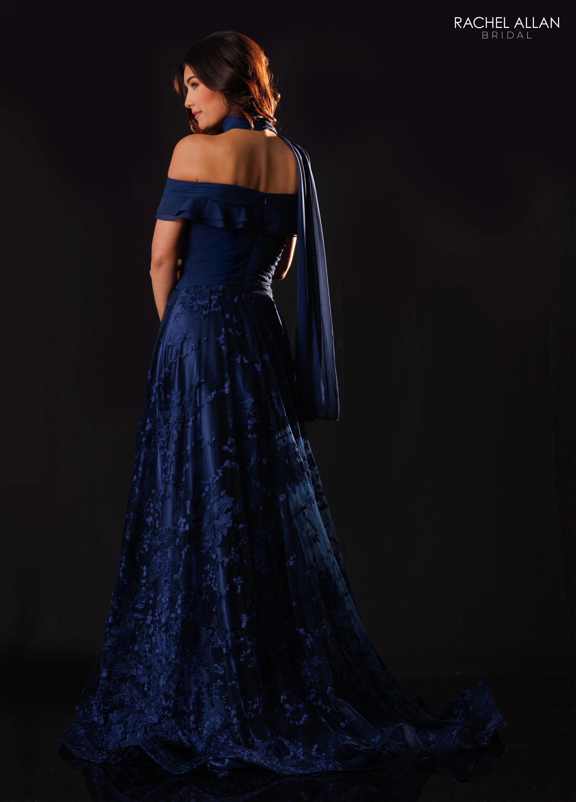 Off-the-Shoulder Floor-Length Lace Formal A-Line Rachel Allan RB8230