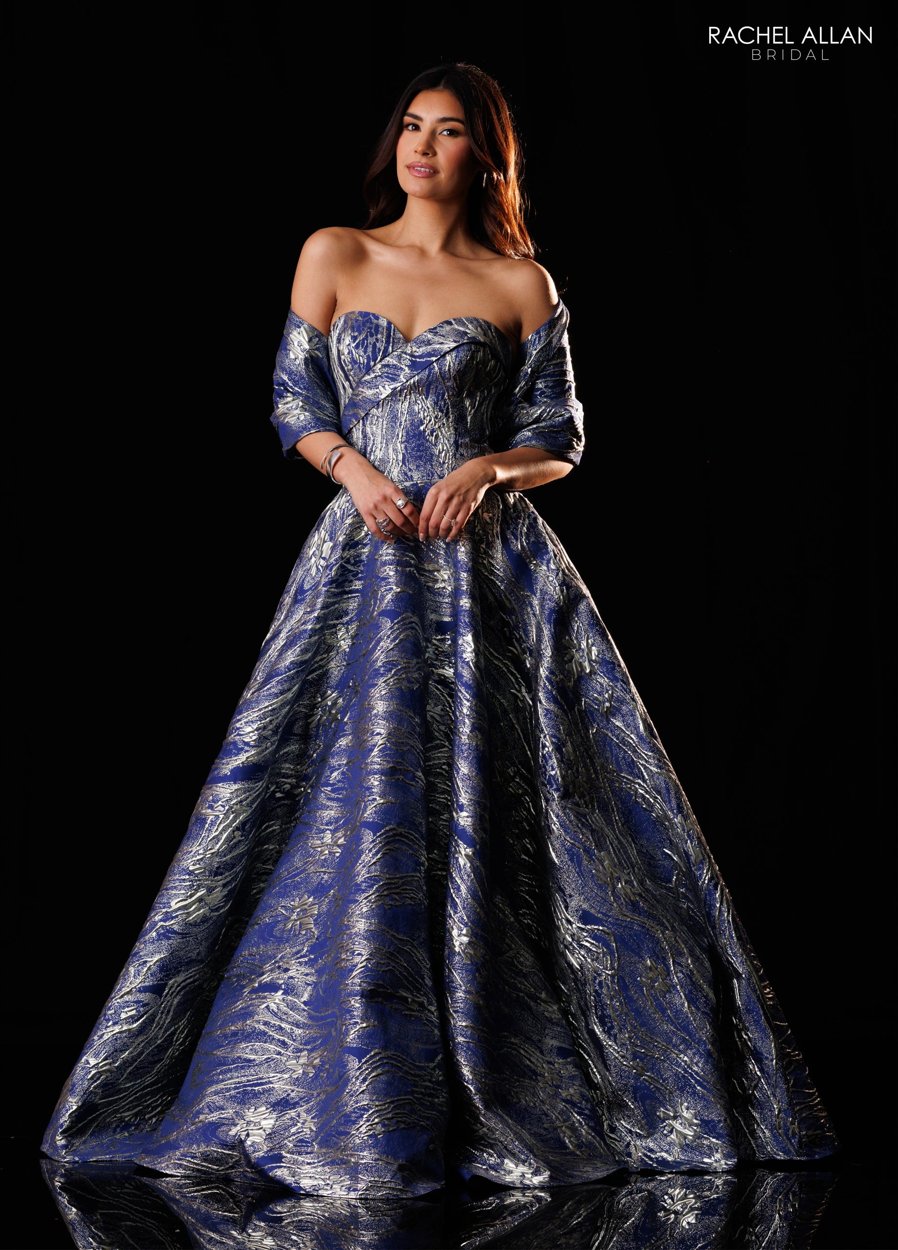 Strapless Curved Neck Floor-Length Mikado Formal A-Line Rachel Allan RB8252