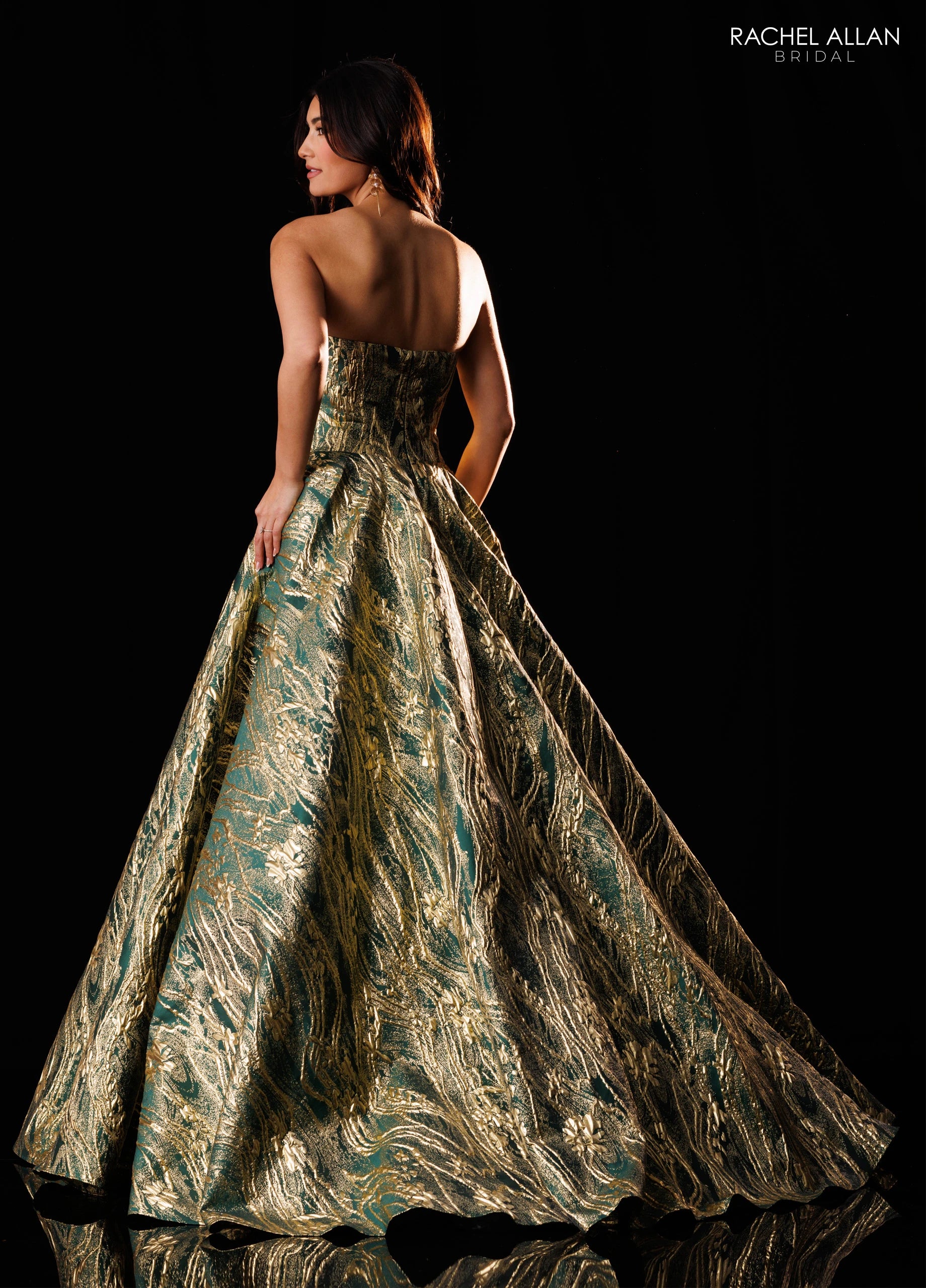 Strapless Curved Neck Floor-Length Mikado Formal A-Line Rachel Allan RB8252