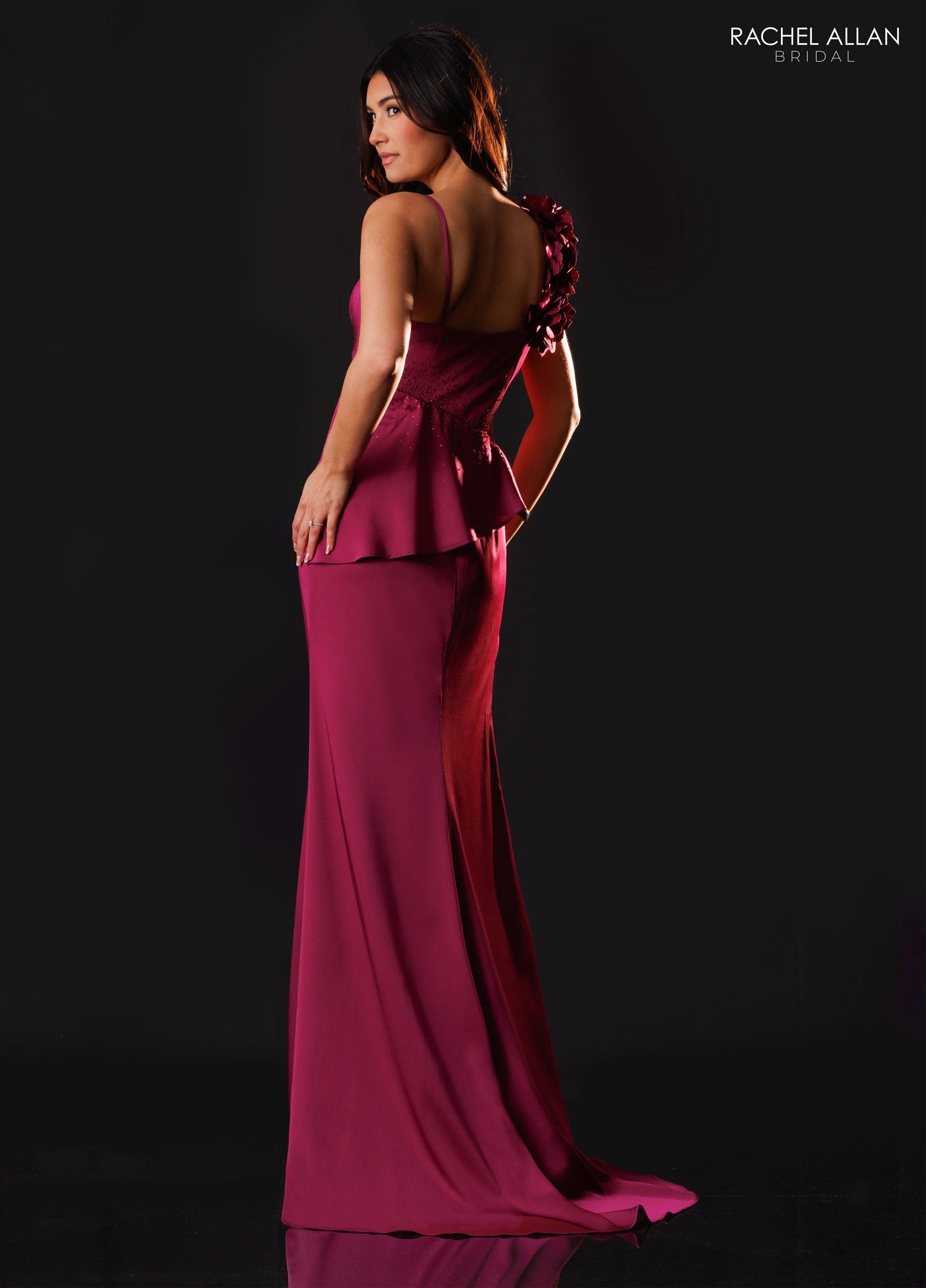 Square Floor-Length Satin Formal Sheath/Column Rachel Allan RB8246