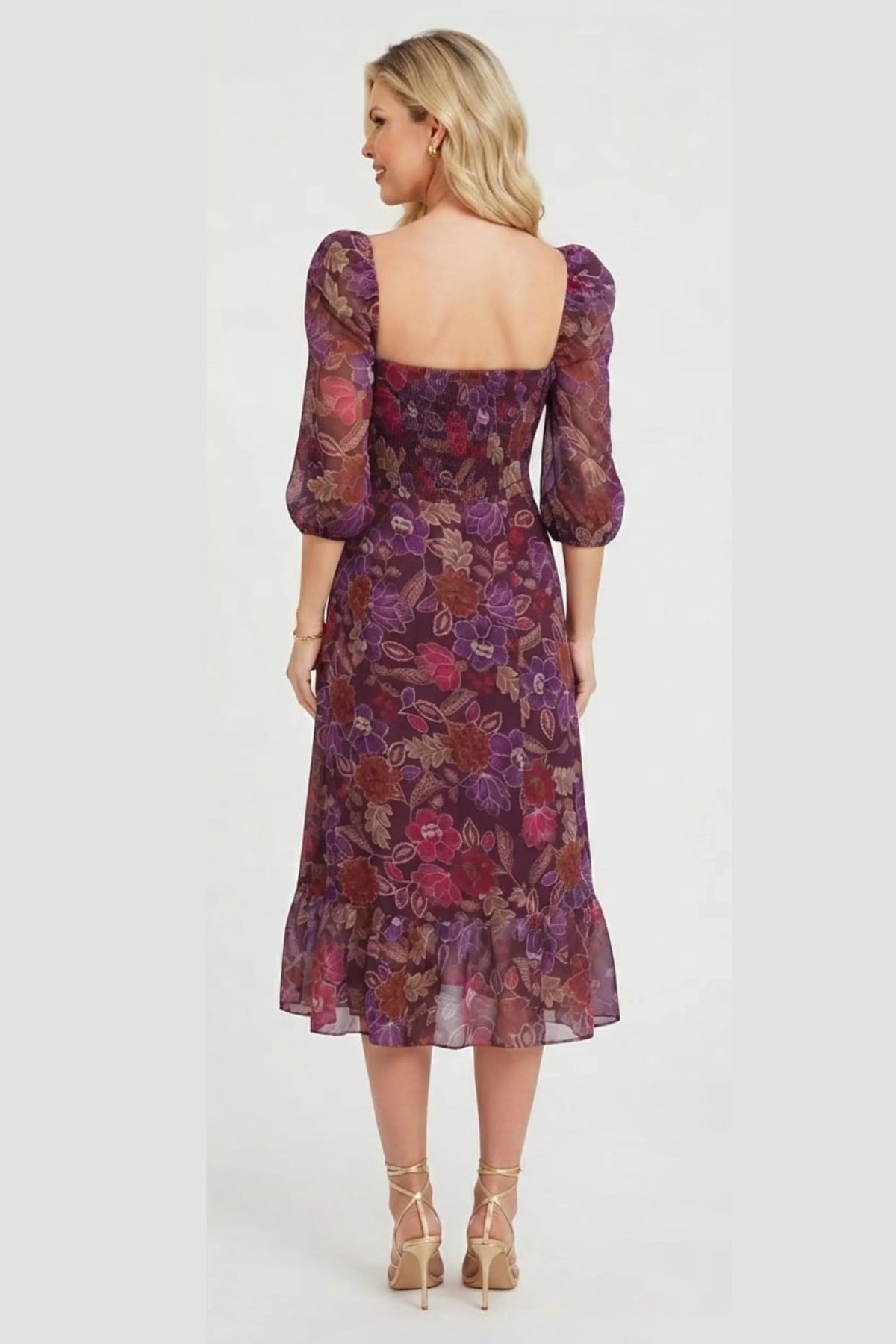 Floral Print Empire Waist Midi Dress London Times T10127M