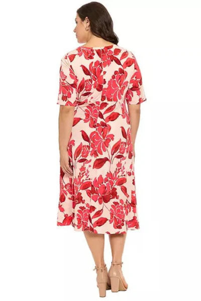 London Times T10260M Keyhole Midi Dress with Short Sleeves