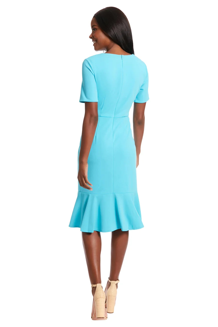 Twist Waist Ruffle Skirt Sheath Dress London Times T6064M
