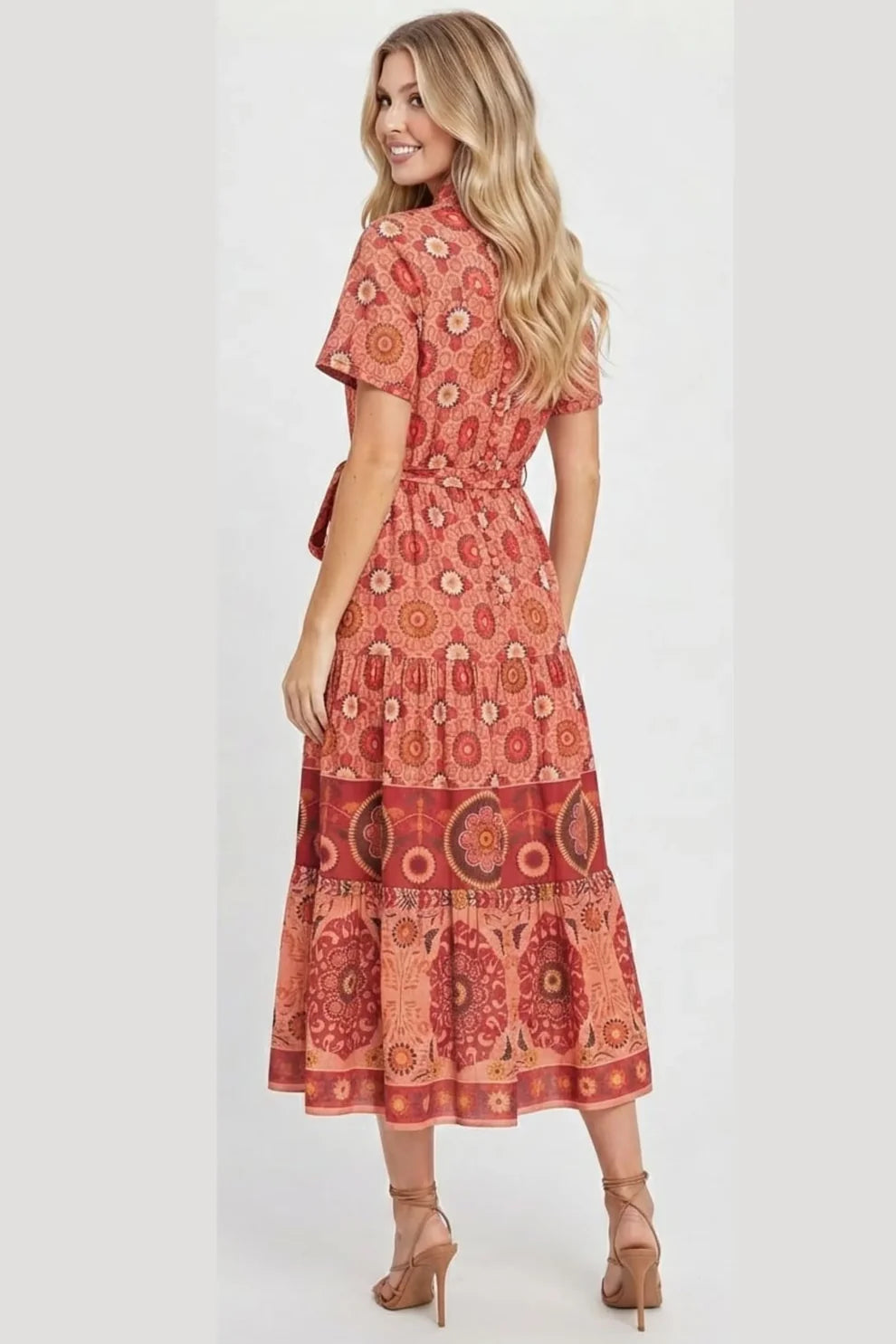 Floral Print A Line Maxi Dress London Times T8052M