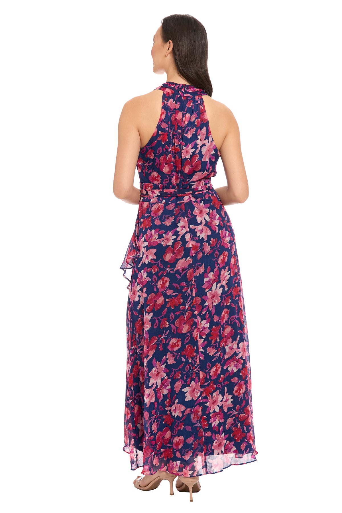 London Times Amberlyn Halter Floral Maxi Dress T8059M