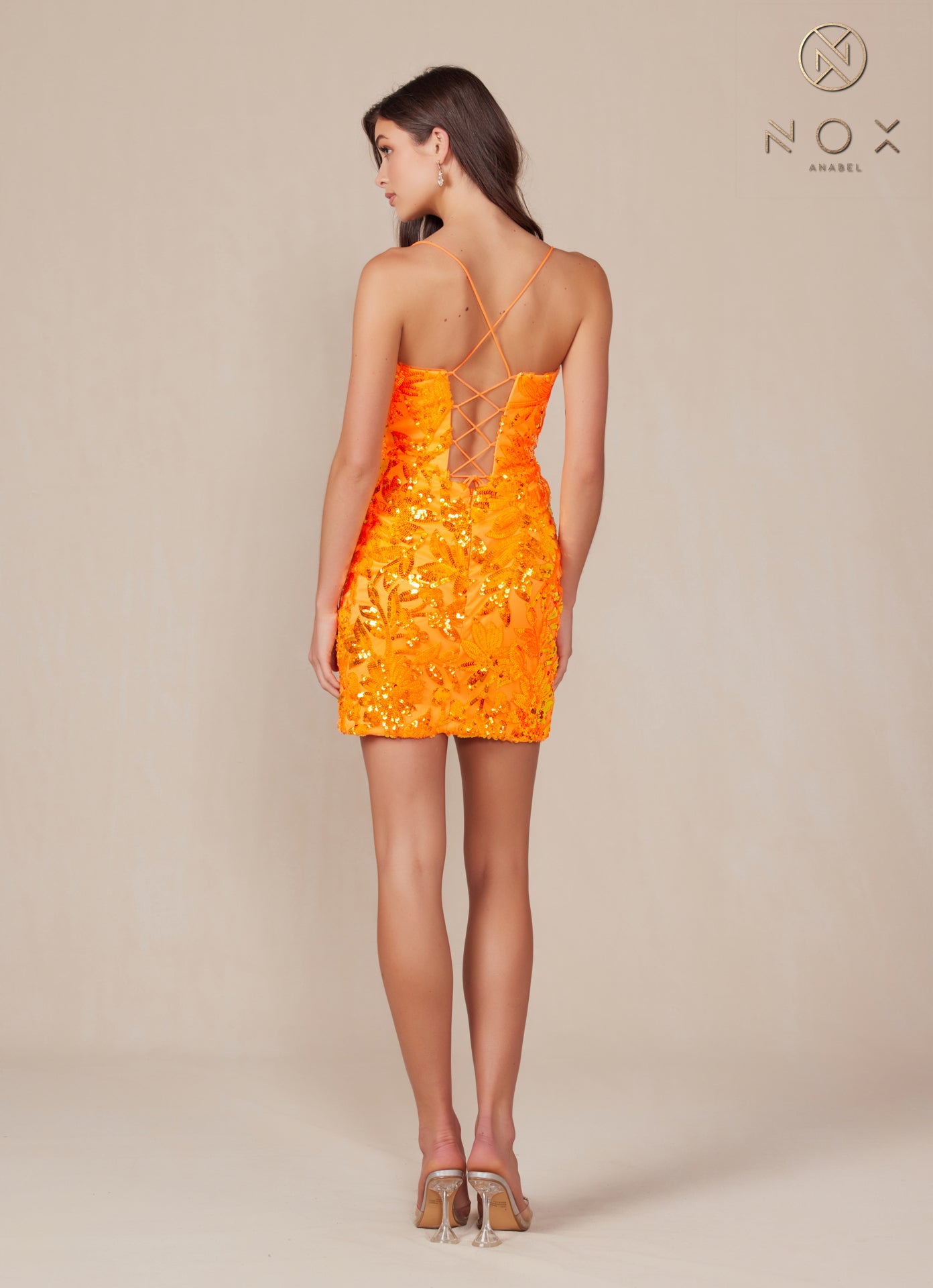 Prom Dresses Short Sequin Print Cocktail Dress Orange