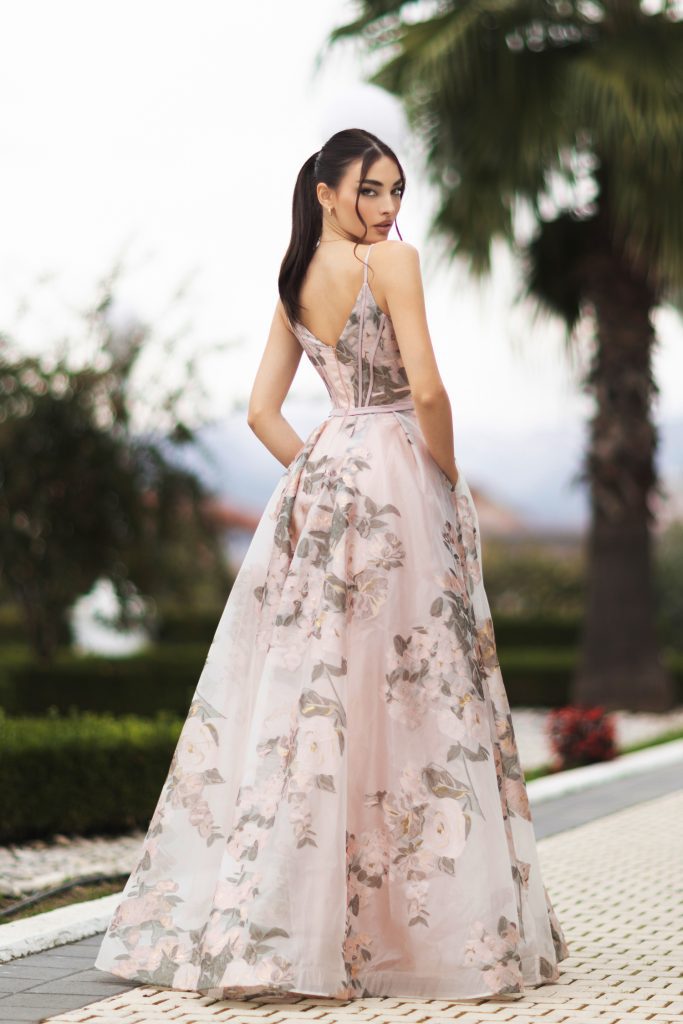 V-Neck Floor-Length Organza Formal Ball Gown - Tina Holly TYTA616