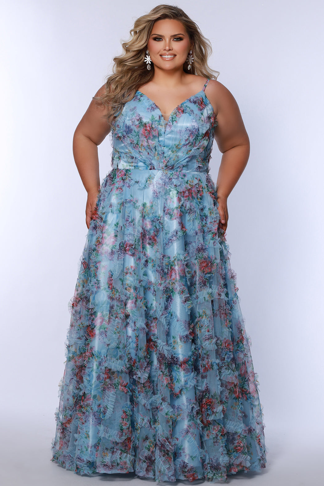 Blue long sleeve bridesmaid dress 2508