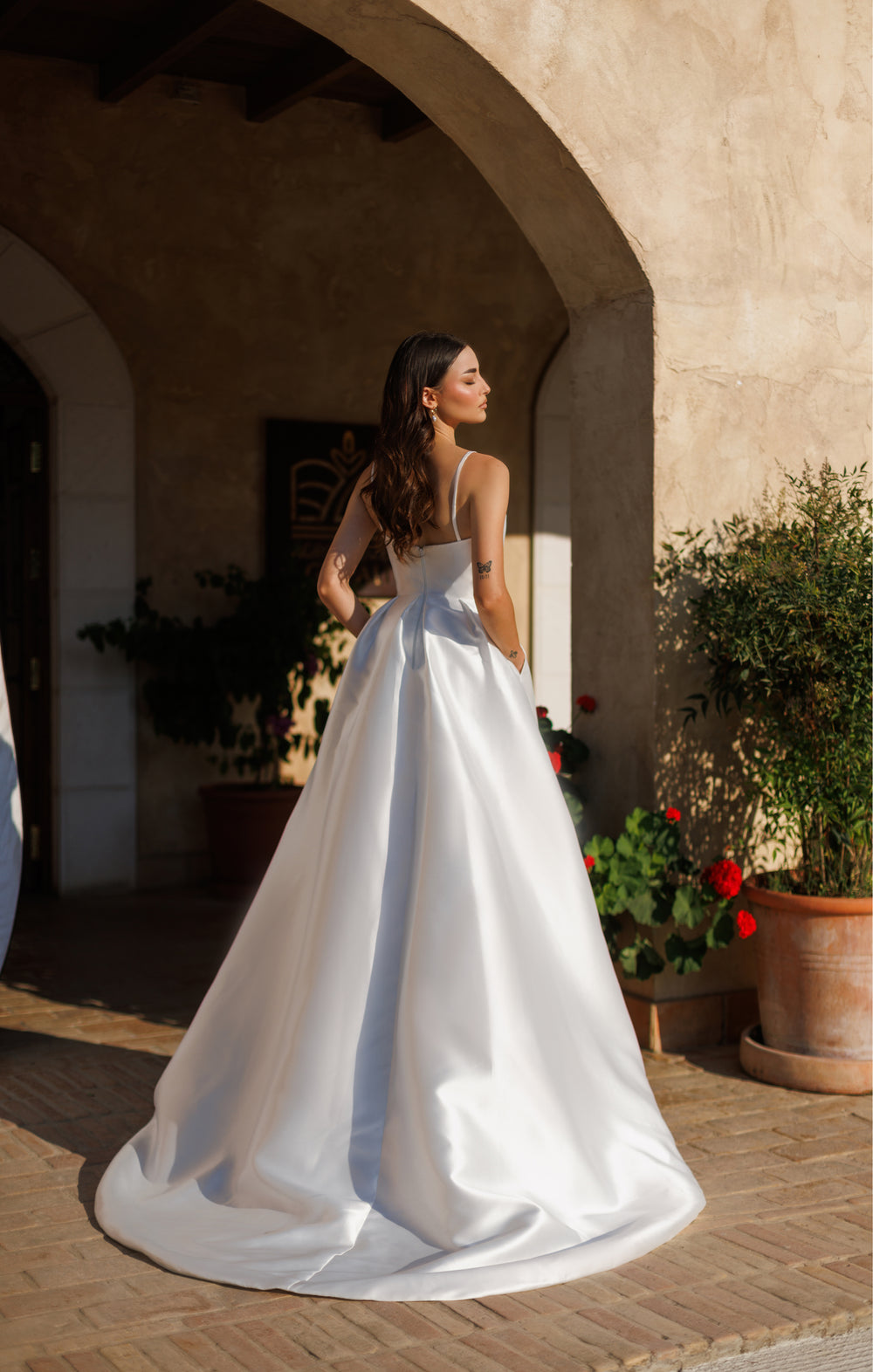 Wedding Dresses Long Bridal Gown Pocket Wedding Dress Off White