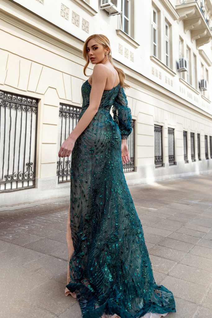 One-Shoulder Floor-Length Sequin Formal Mermaid/Trumpet Gown - Tina Holly TK010