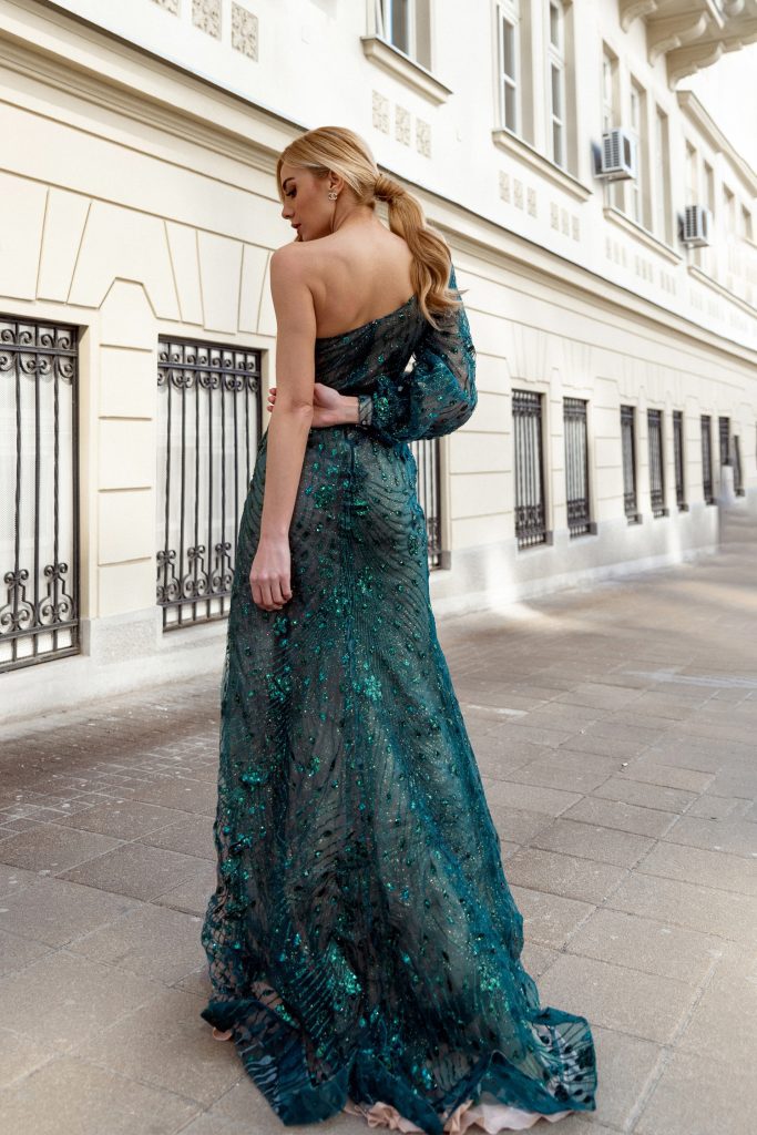 One-Shoulder Floor-Length Sequin Formal Mermaid/Trumpet Gown - Tina Holly TK010